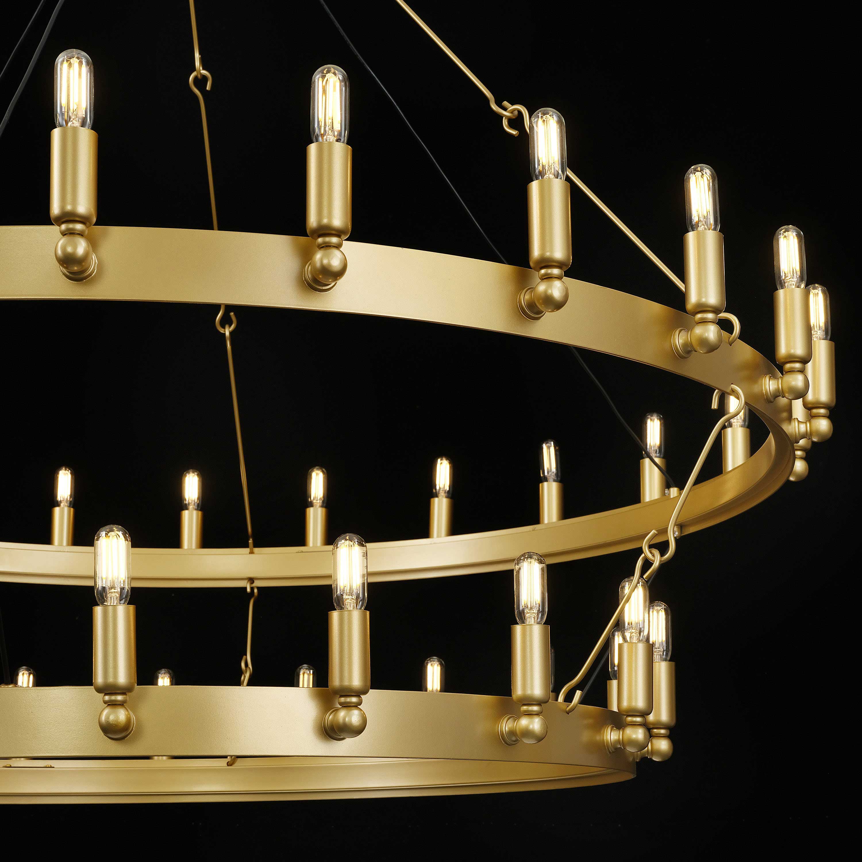 38 Inch Tubular Candle Tiered Chandelier - Camino