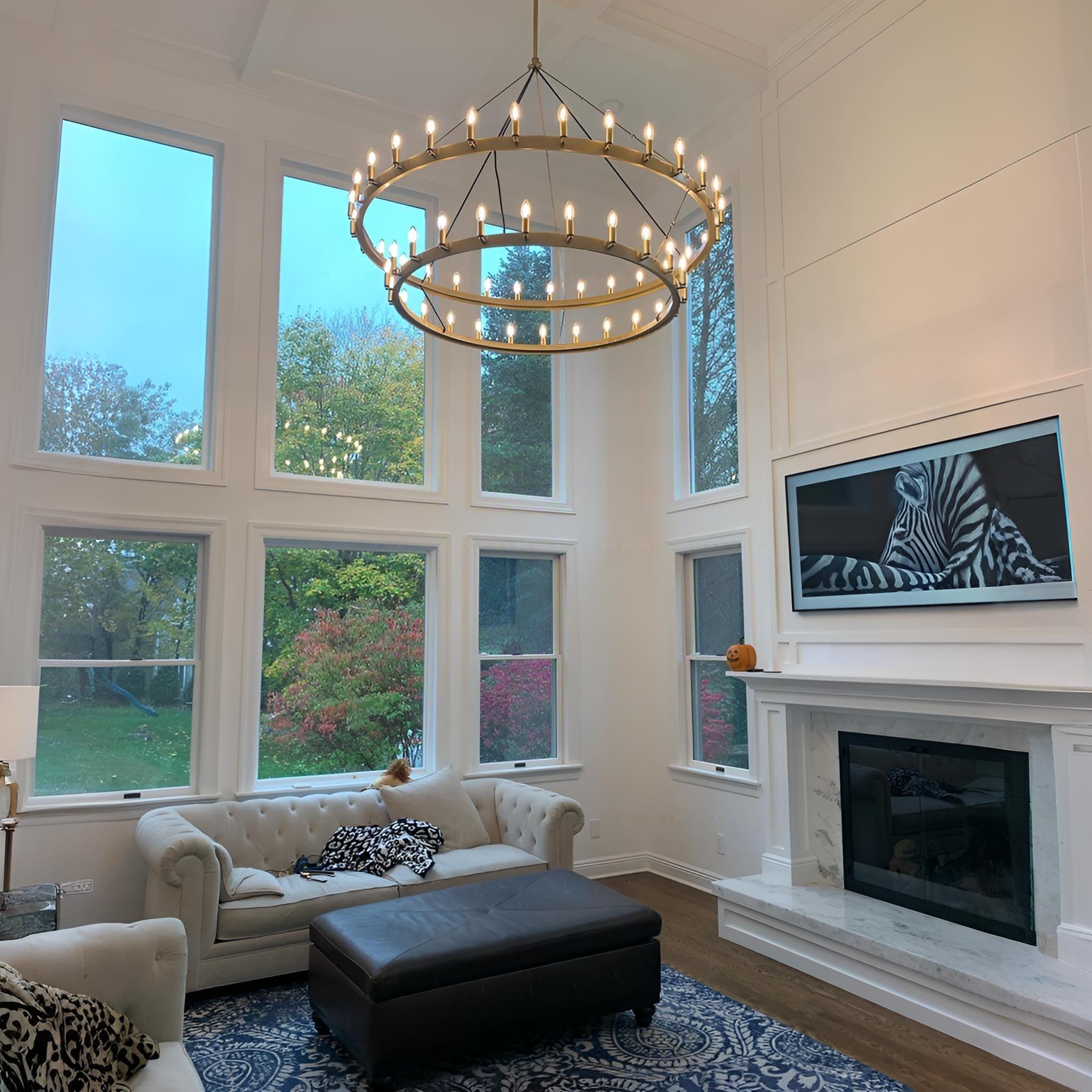 63 Inch Tubular Candle Tiered Chandelier - Camino