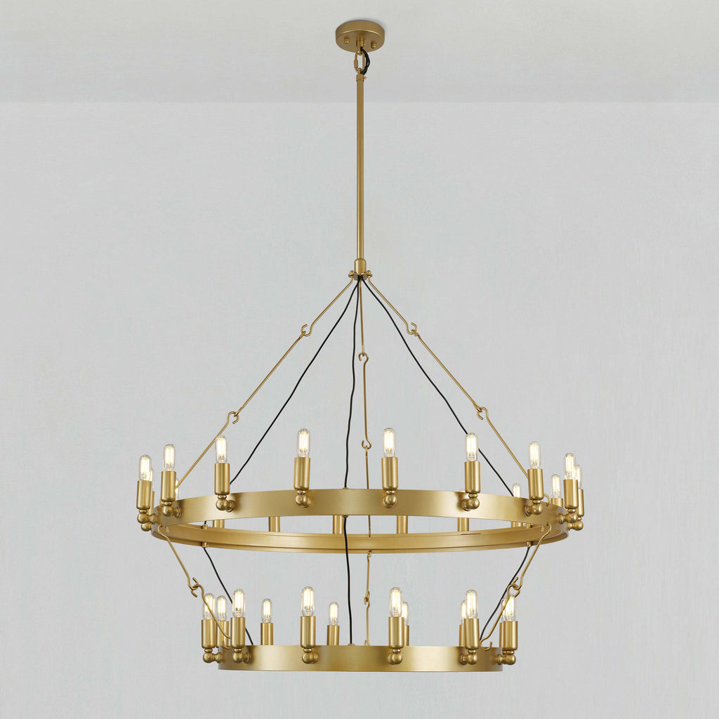 38 Inch Tubular Candle Tiered Chandelier - Camino
