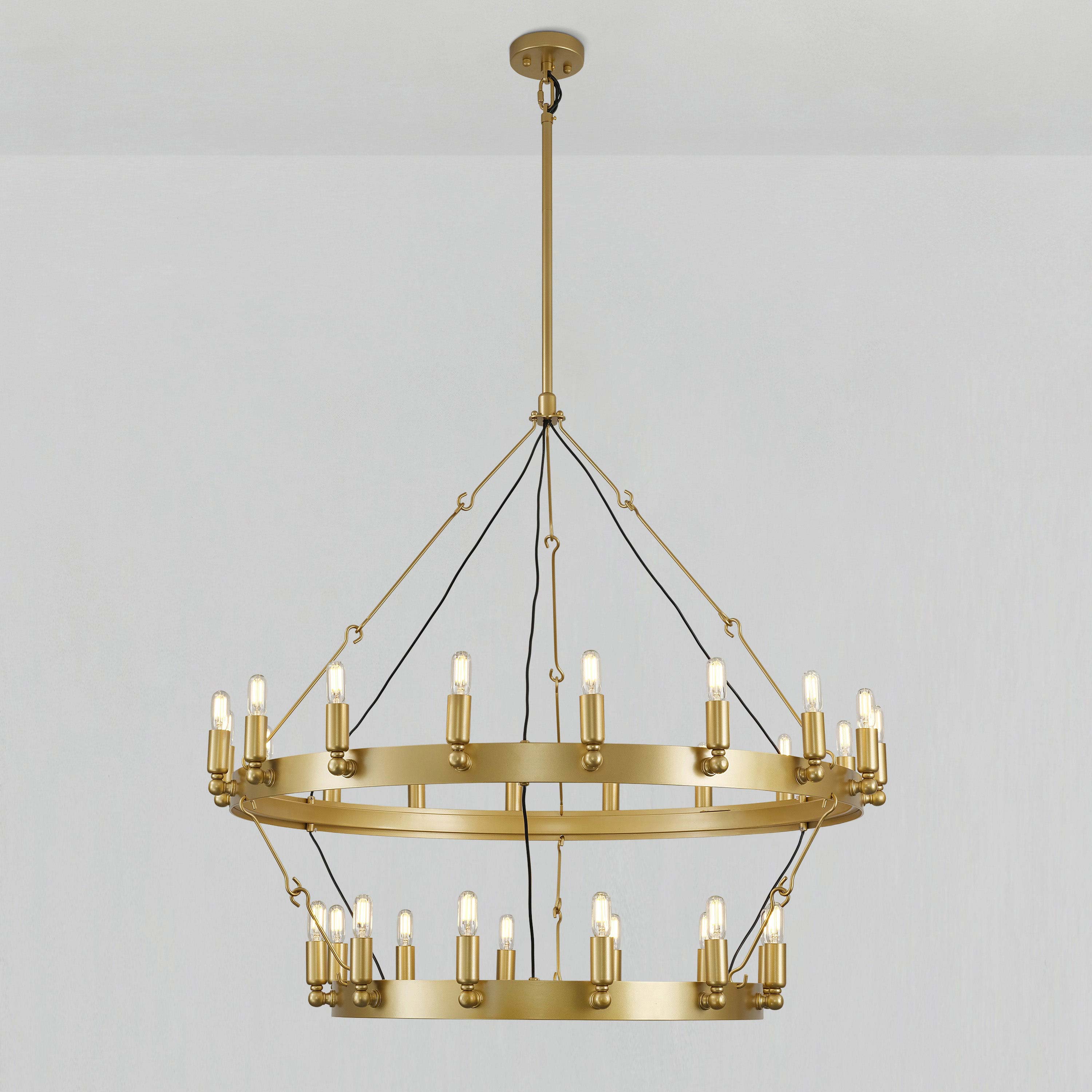 38 Inch Tubular Candle Tiered Chandelier - Camino