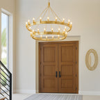 38 Inch Tubular Candle Tiered Chandelier - Camino