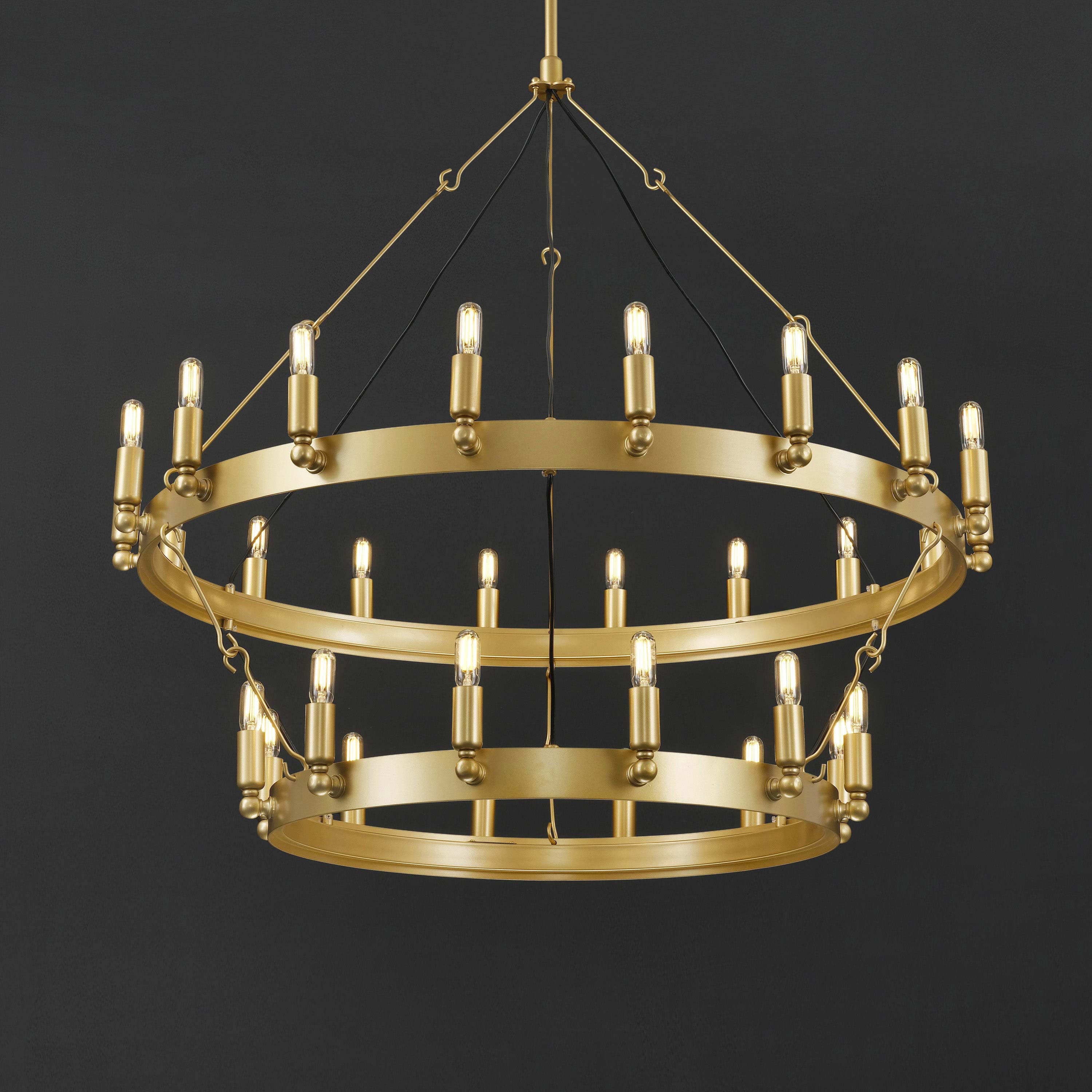 38 Inch Tubular Candle Tiered Chandelier - Camino