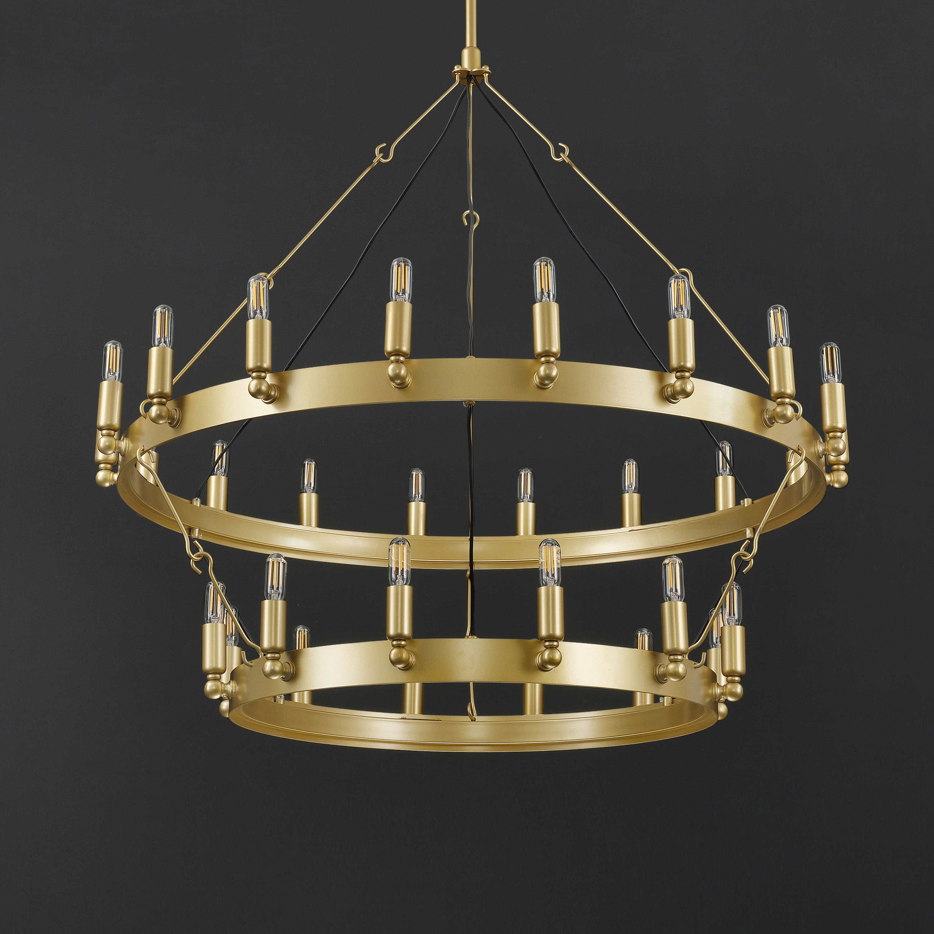 38 Inch Tubular Candle Tiered Chandelier - Camino