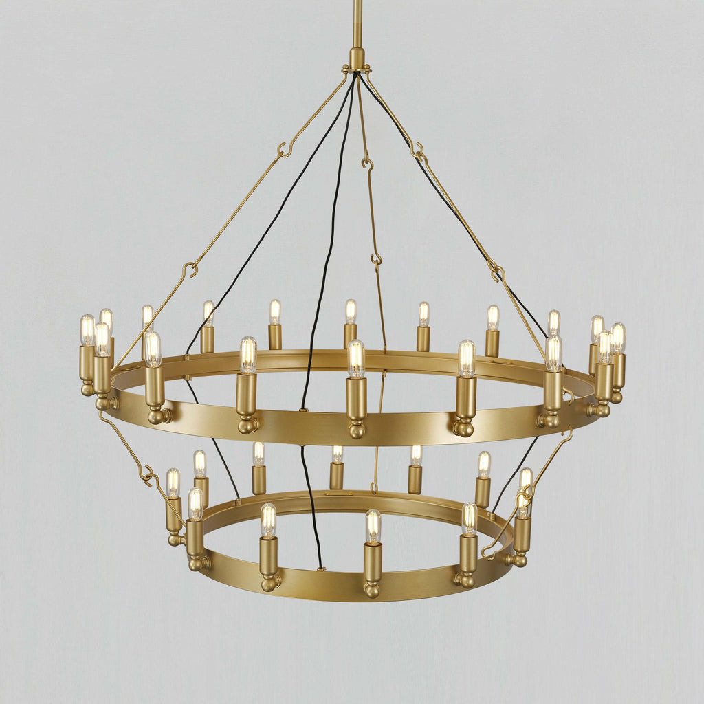38 Inch Tubular Candle Tiered Chandelier - Camino