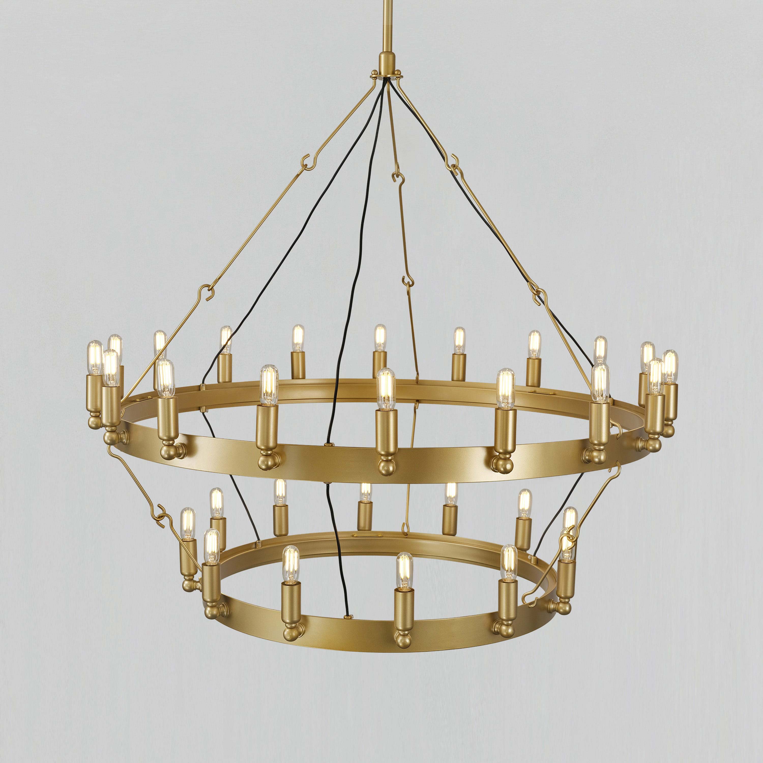 38 Inch Tubular Candle Tiered Chandelier - Camino