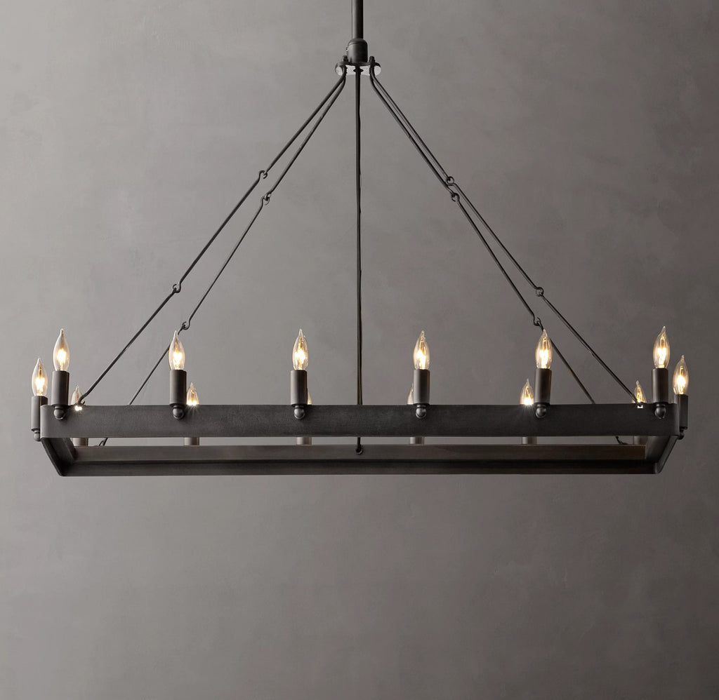 41 Inch Bent-Tip Candle Rectangular Chandelier - Camino