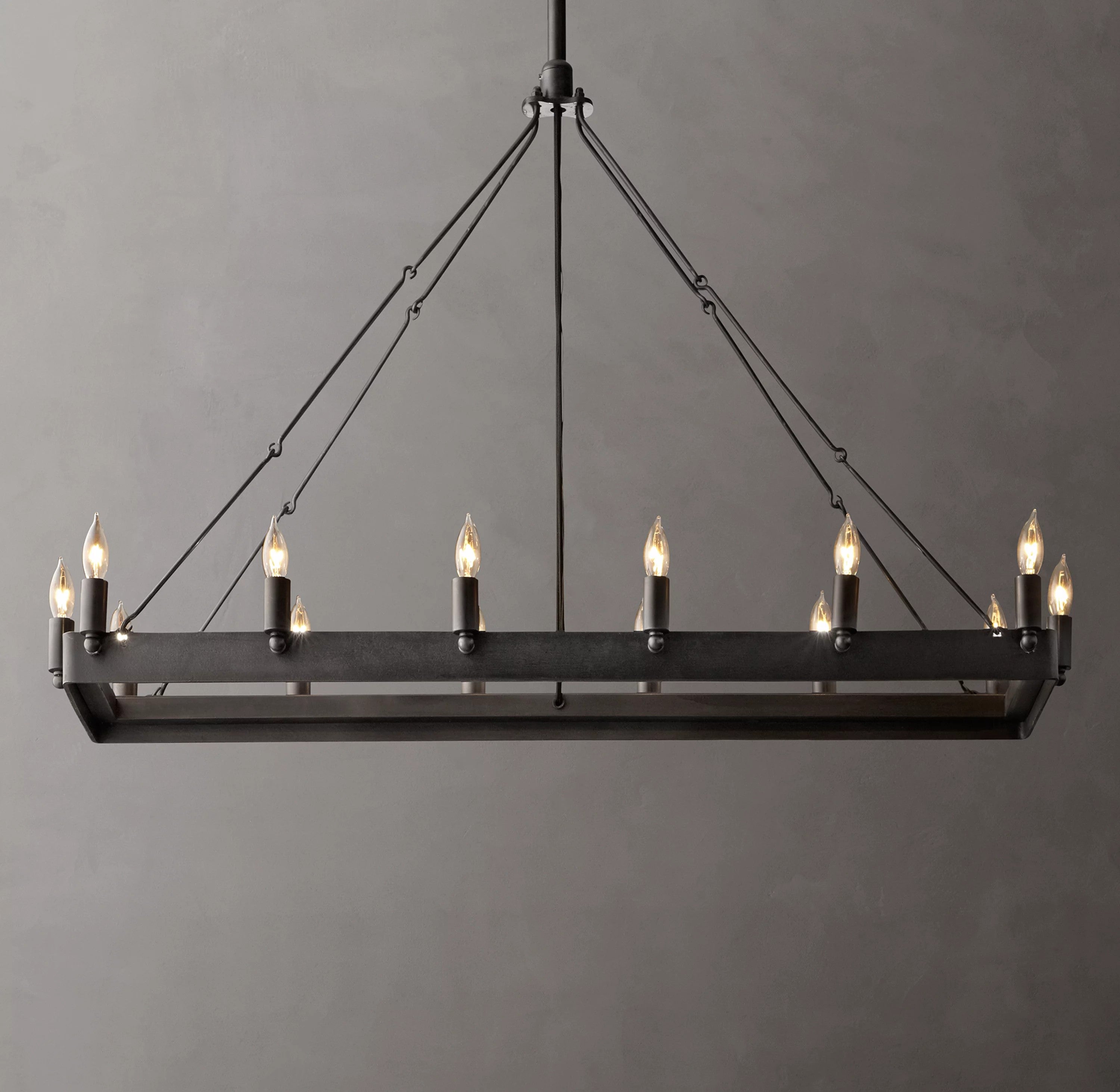41 Inch Bent Tip Candle Rectangular Chandelier - Camino