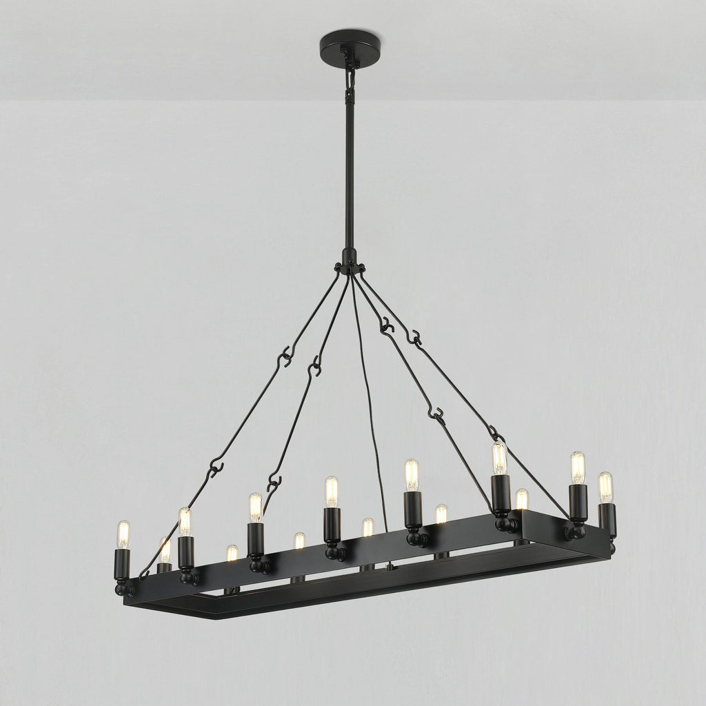 41 Inch Tubular Candle Rectangular Chandelier - Camino