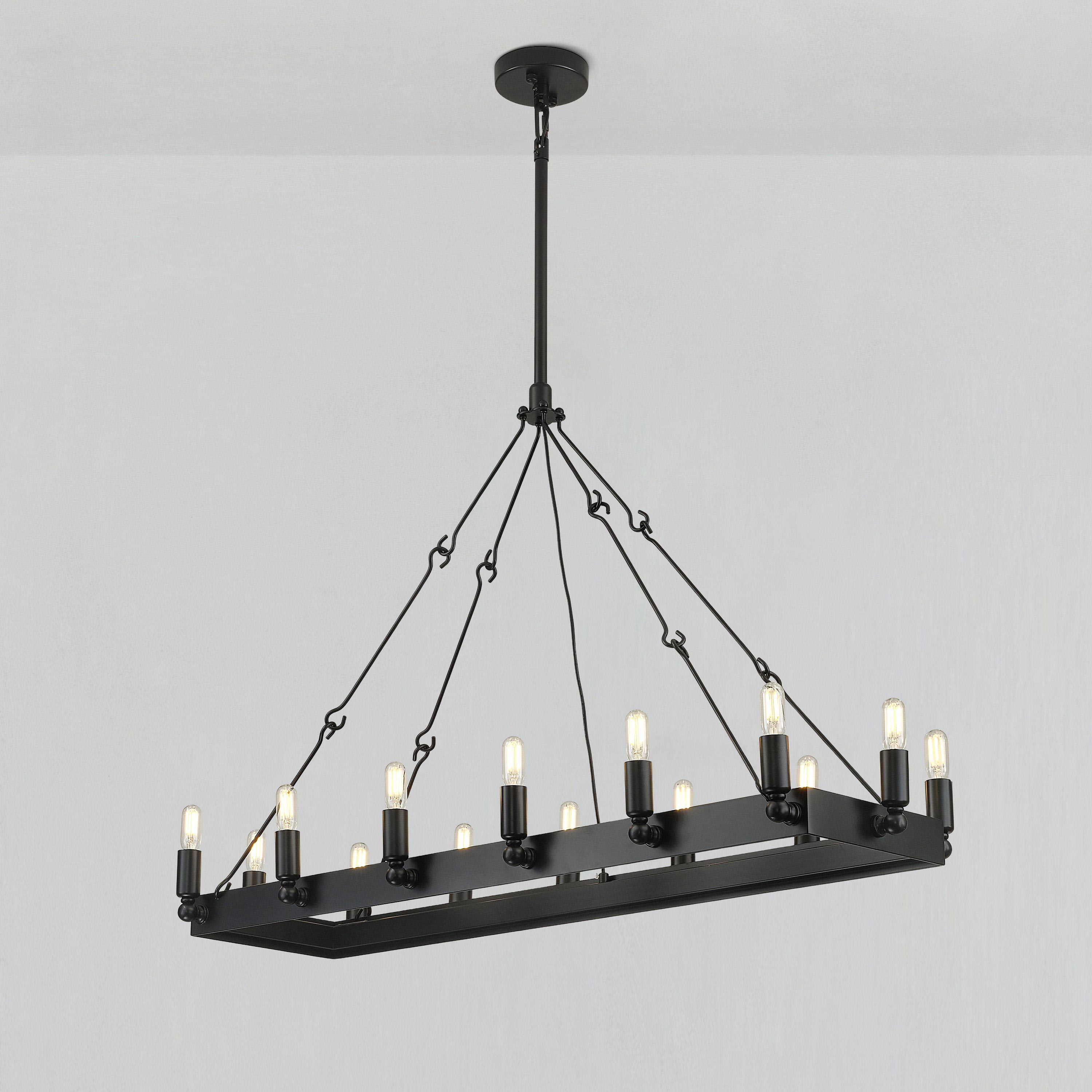 41 Inch Tubular Candle Rectangular Chandelier - Camino