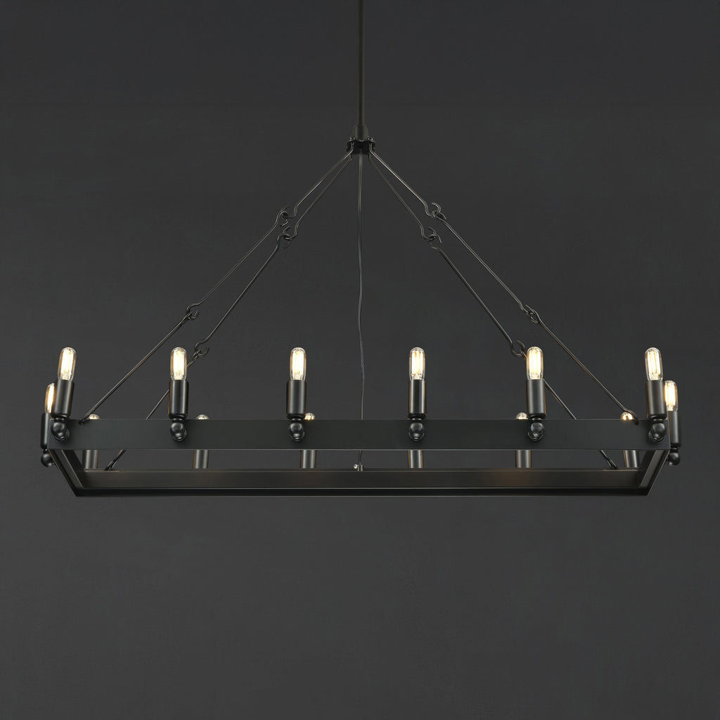 41 Inch Tubular Candle Rectangular Chandelier - Camino