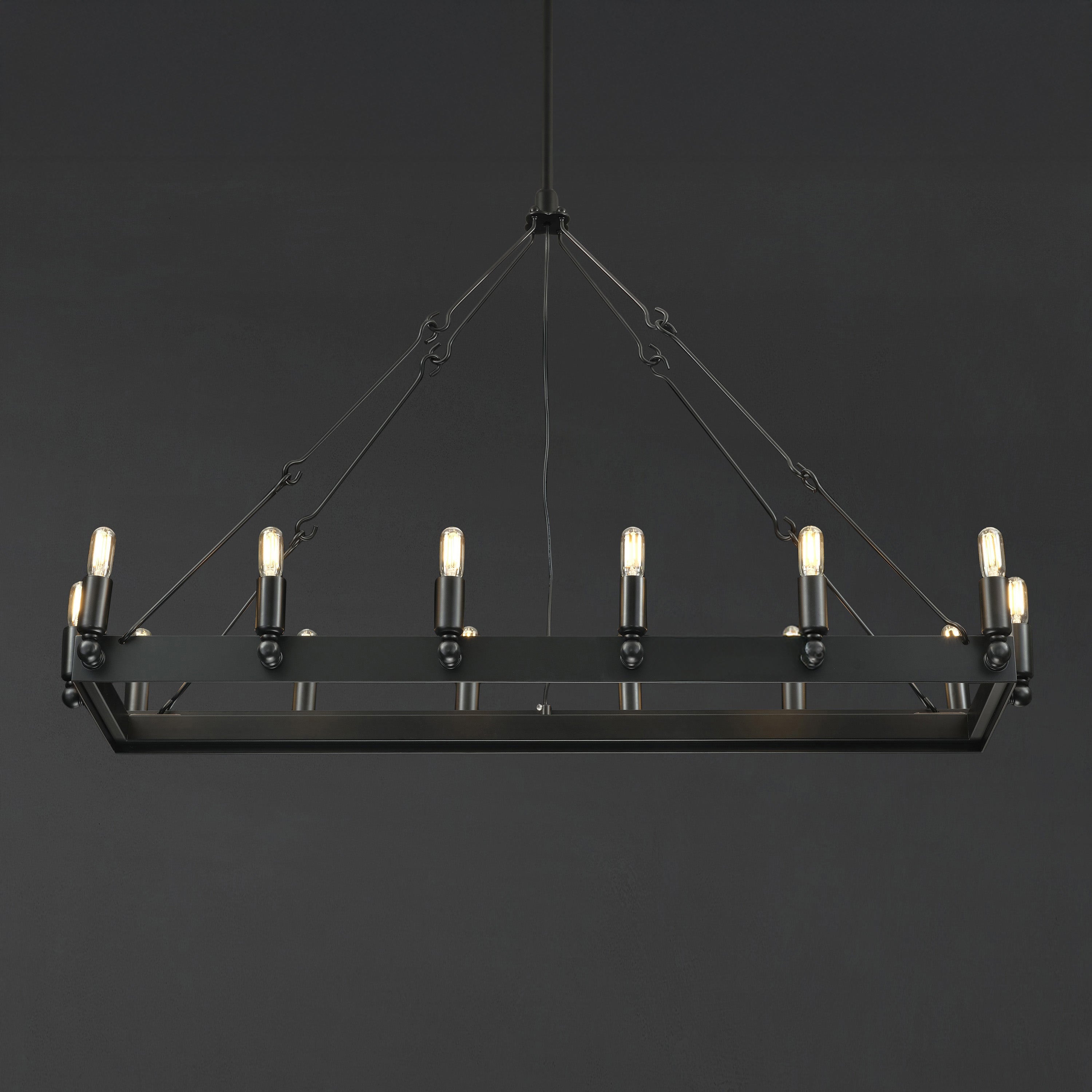 41 Inch Tubular Candle Rectangular Chandelier - Camino