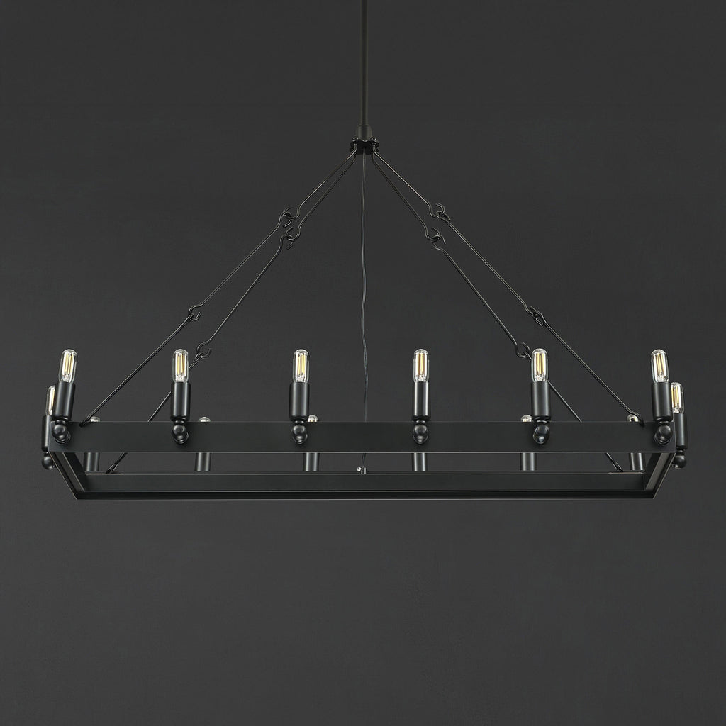 41 Inch Tubular Candle Rectangular Chandelier - Camino