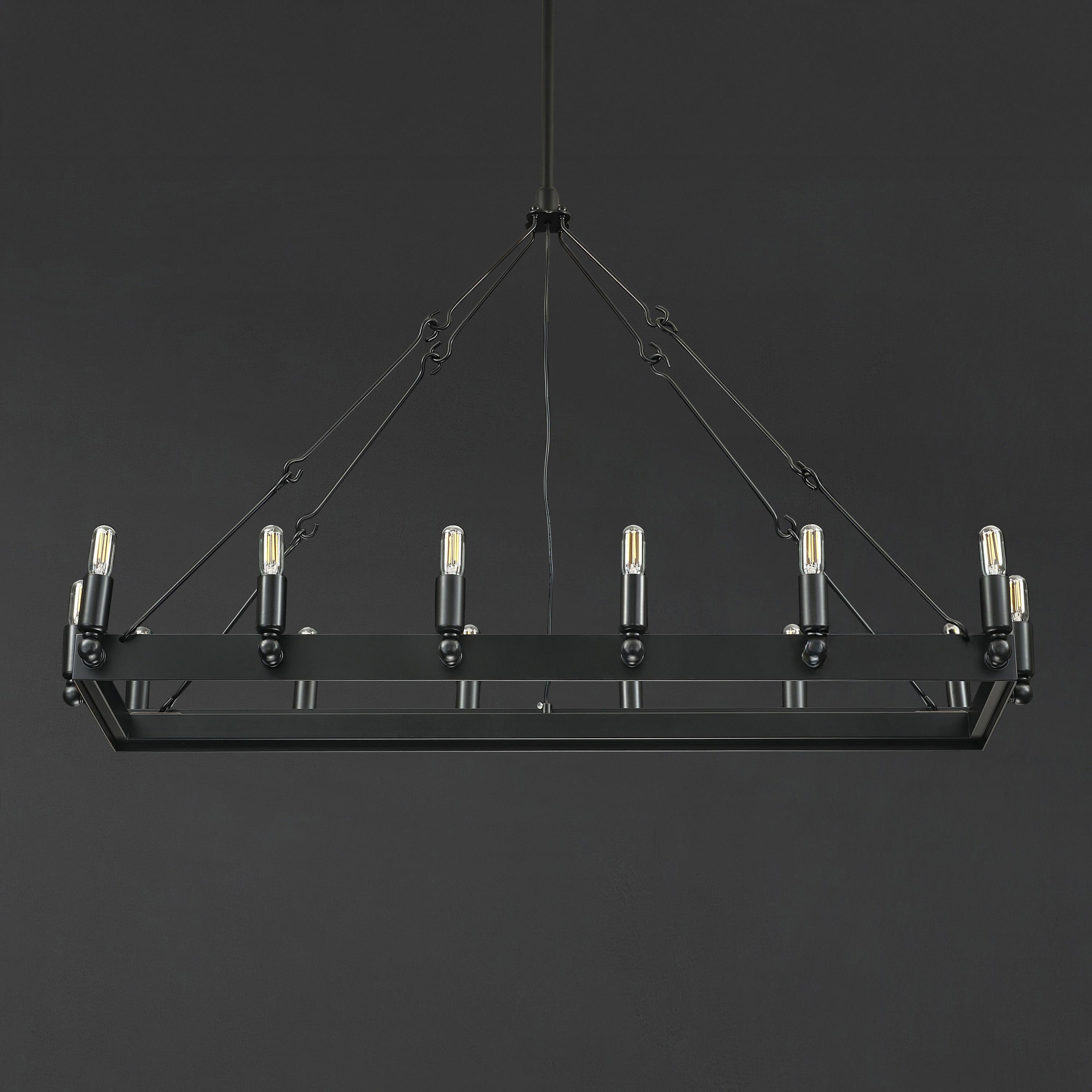 41 Inch Tubular Candle Rectangular Chandelier - Camino