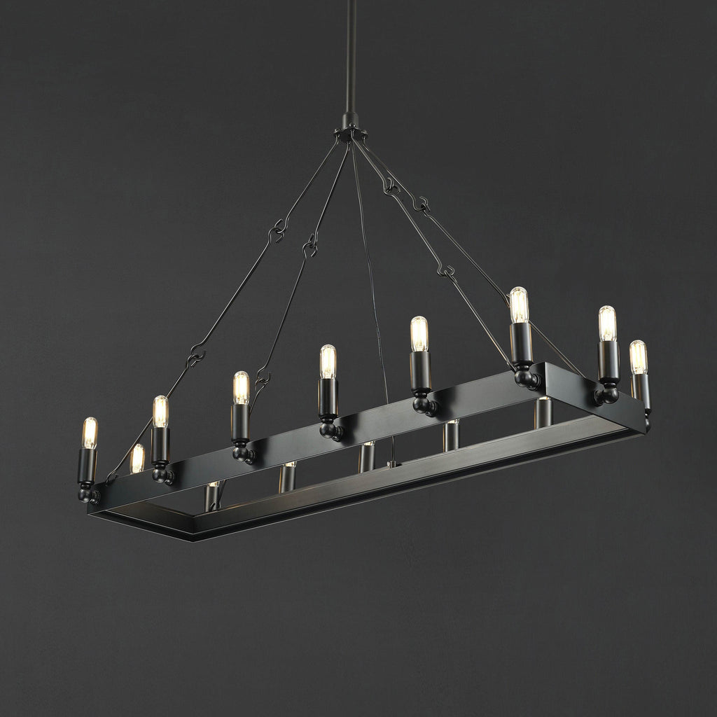 41 Inch Tubular Candle Rectangular Chandelier - Camino