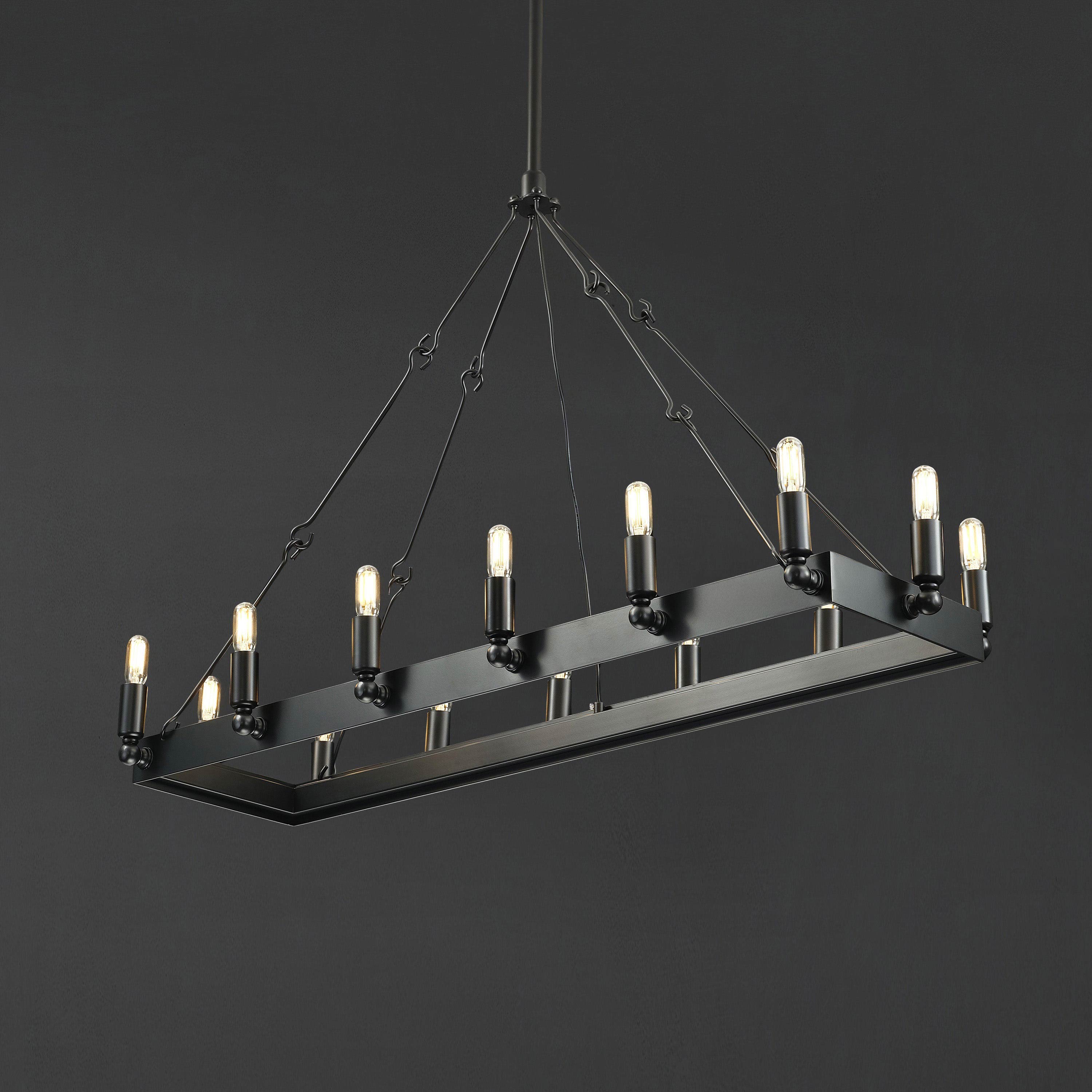 41 Inch Tubular Candle Rectangular Chandelier - Camino