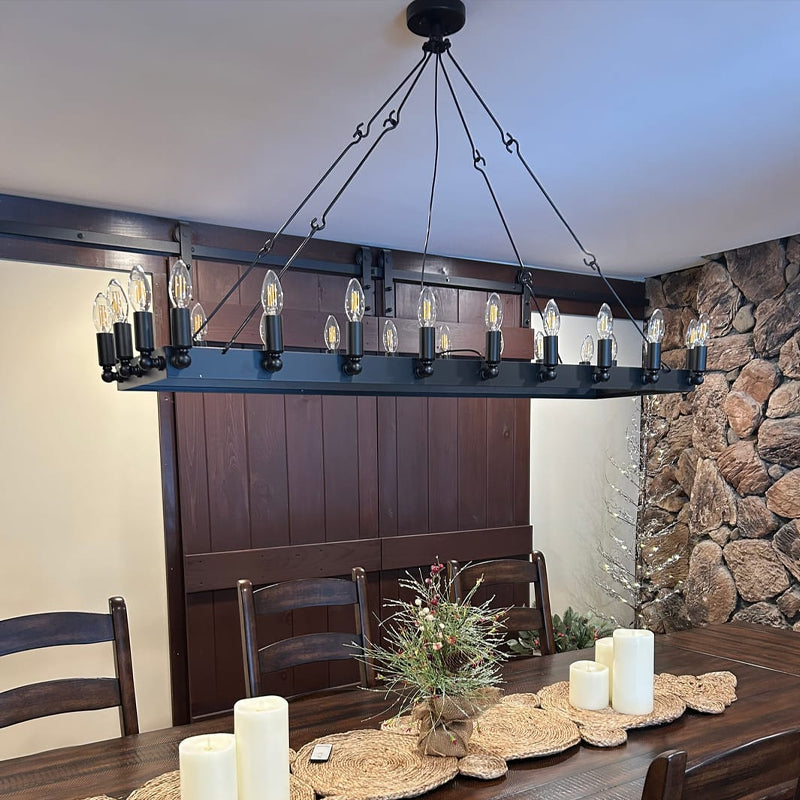 52 Inch Tubular Candle Rectangular Chandelier - Camino