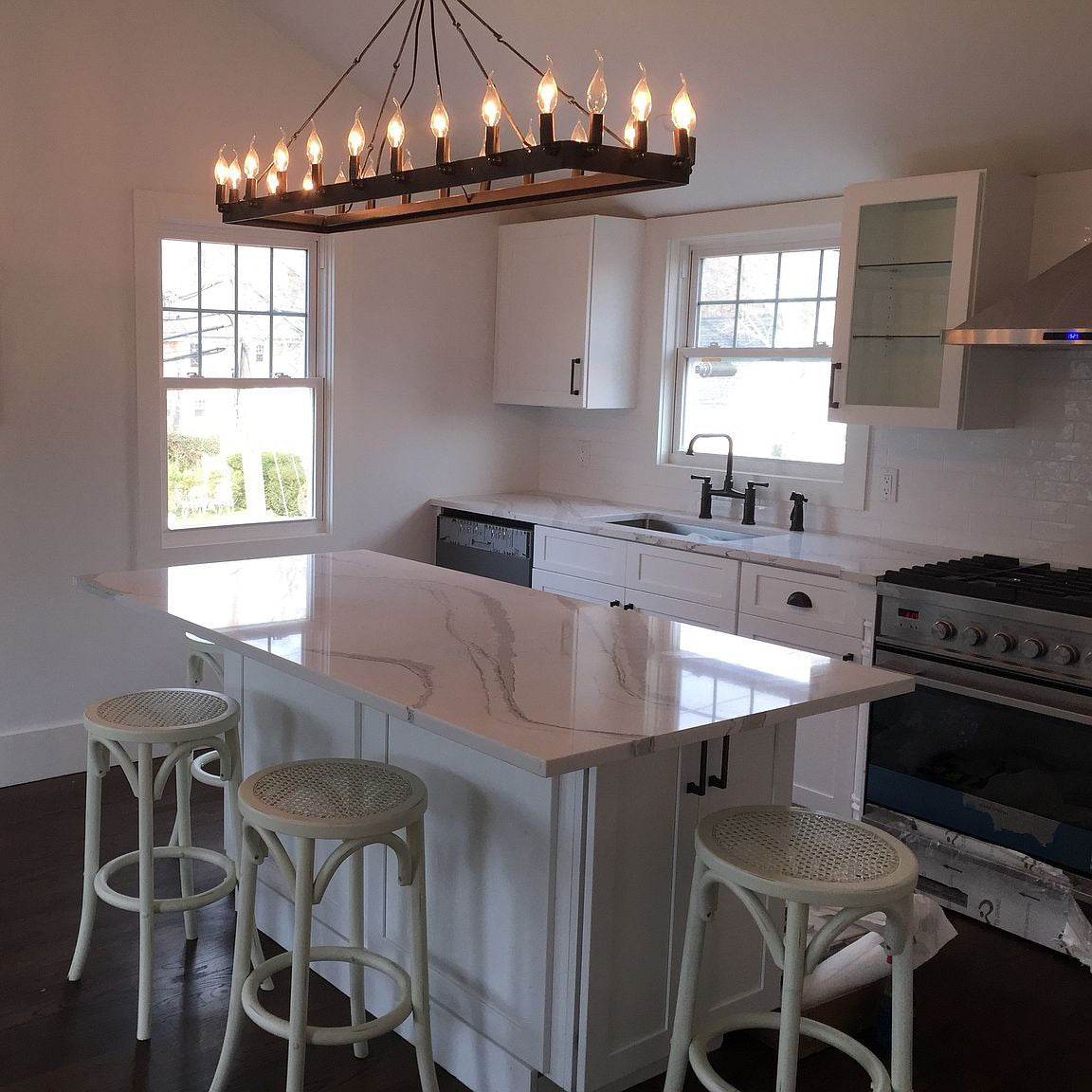 52 Inch Bent Tip Candle Rectangular Chandelier - Camino