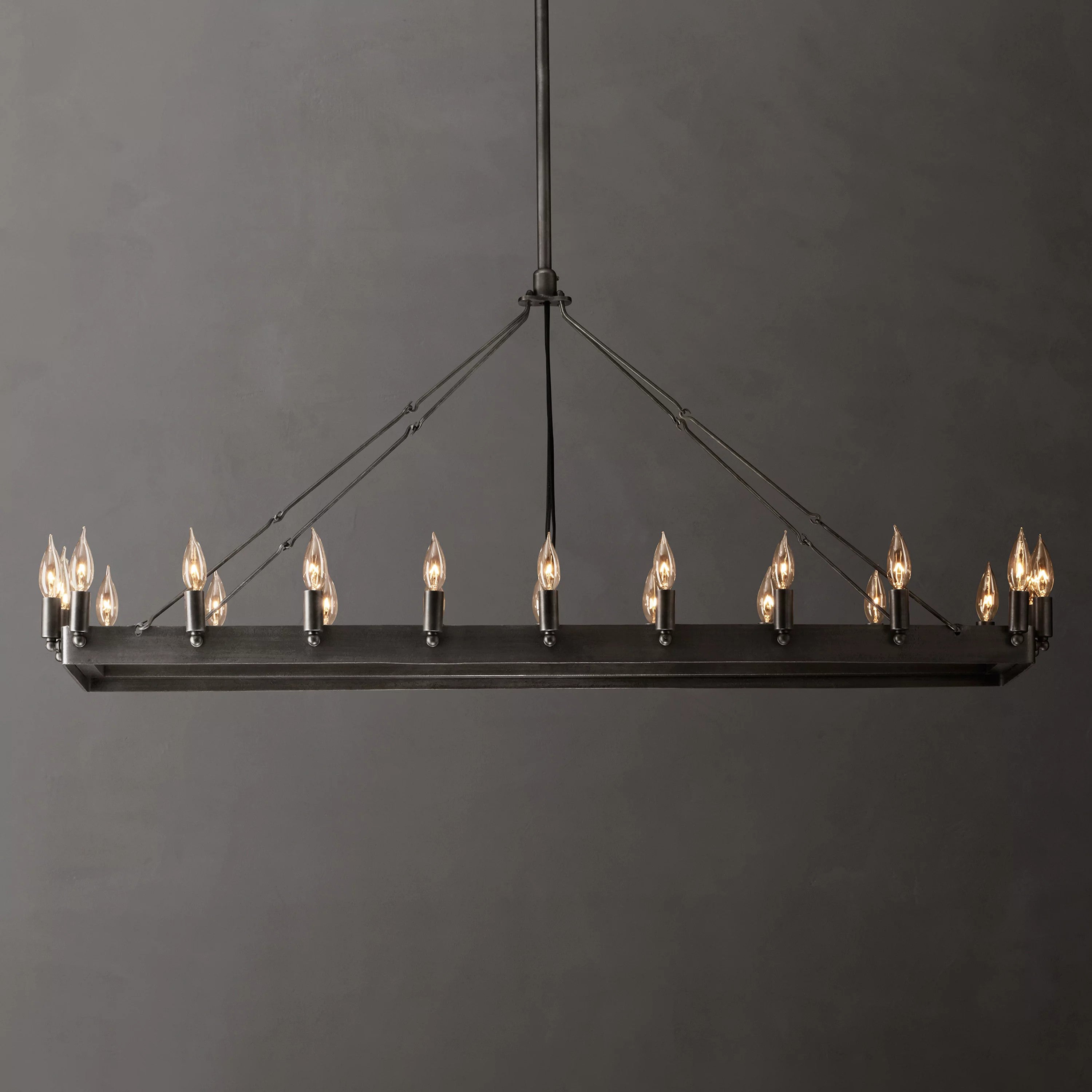 52 Inch Bent Tip Candle Rectangular Chandelier - Camino