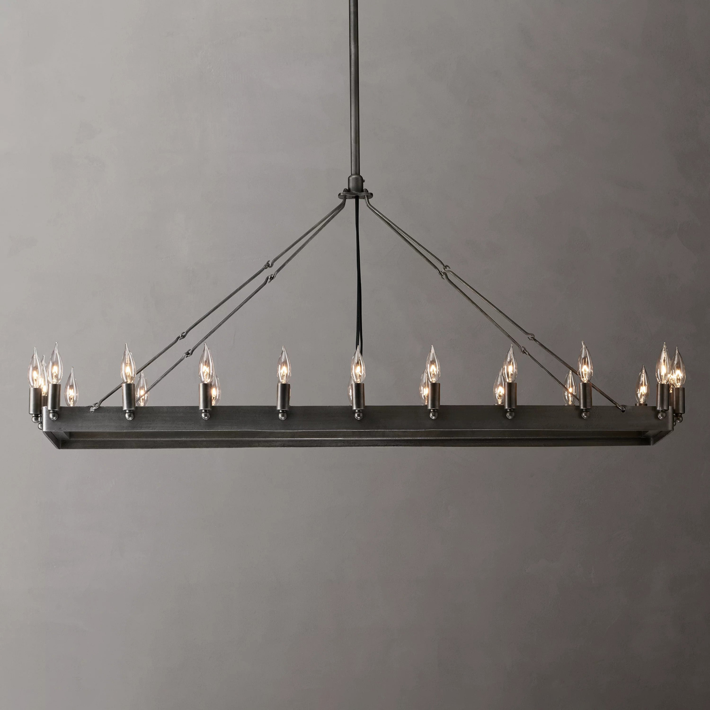 52 Inch Bent Tip Candle Rectangular Chandelier - Camino