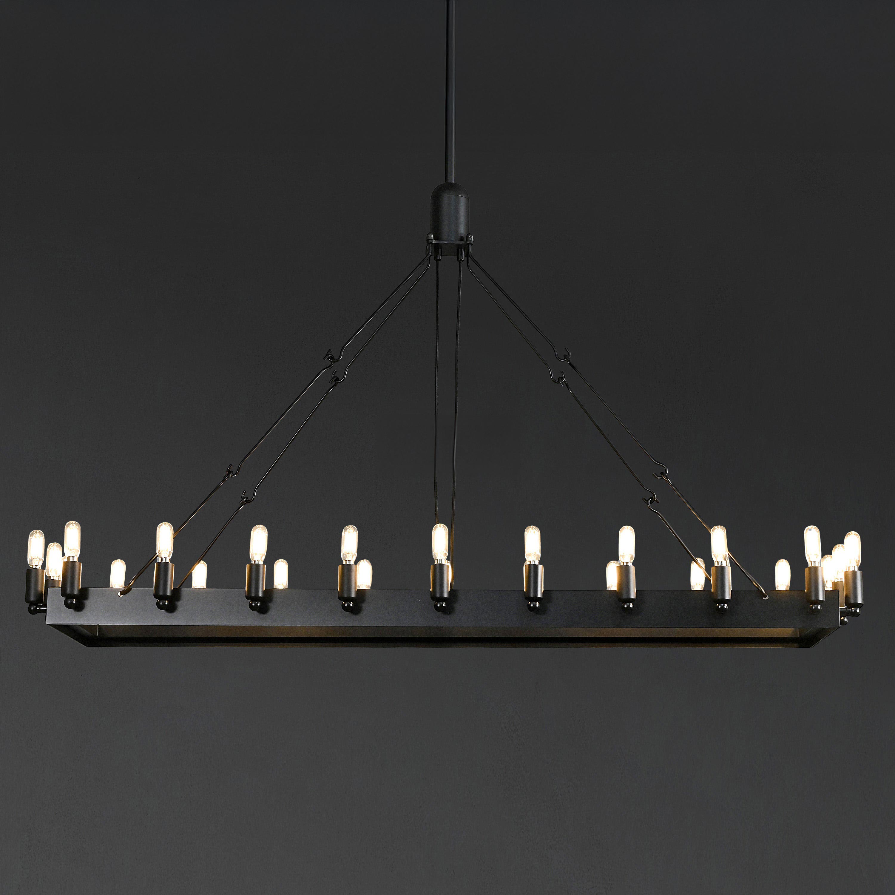 52 Inch Tubular Candle Rectangular Chandelier - Camino