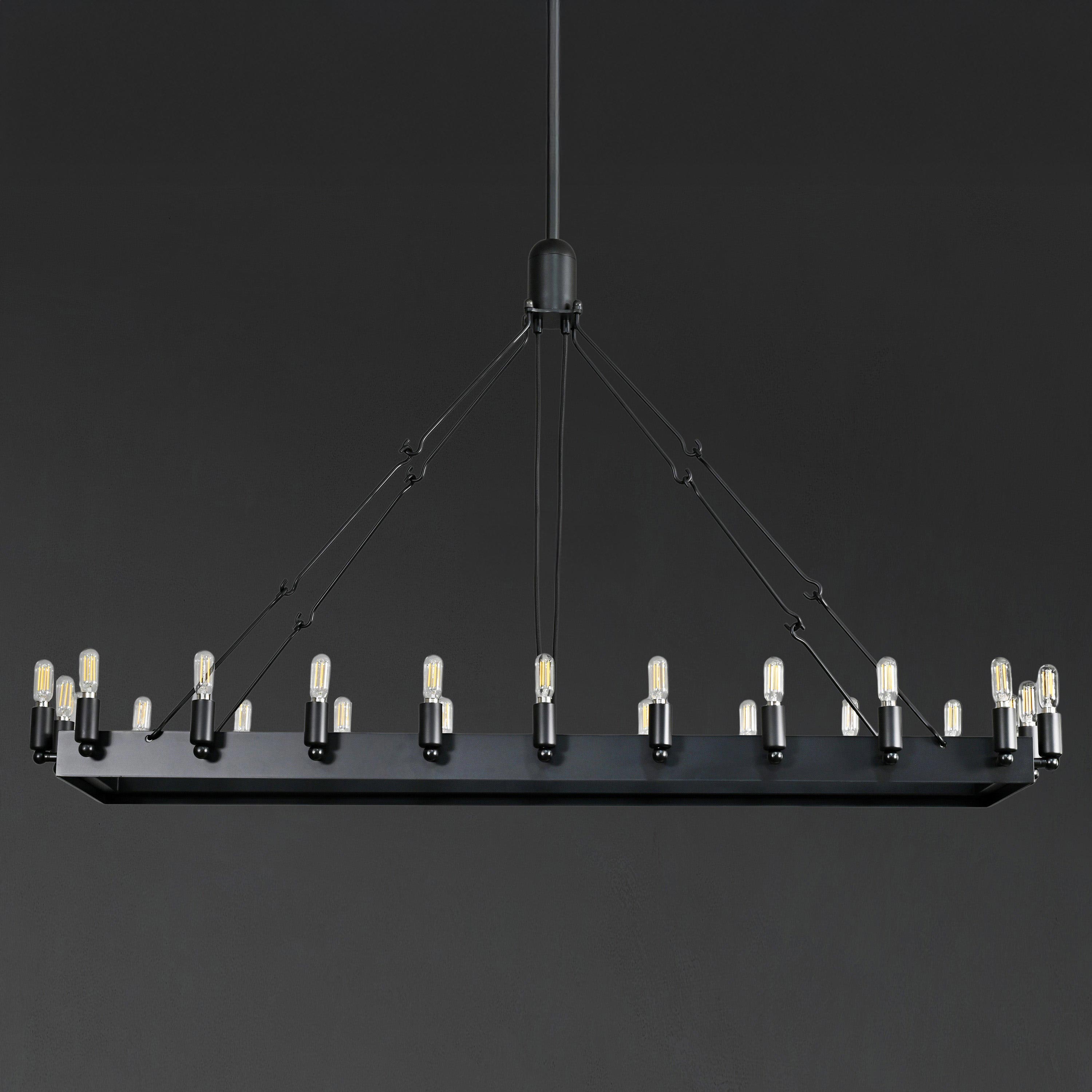 52 Inch Tubular Candle Rectangular Chandelier - Camino