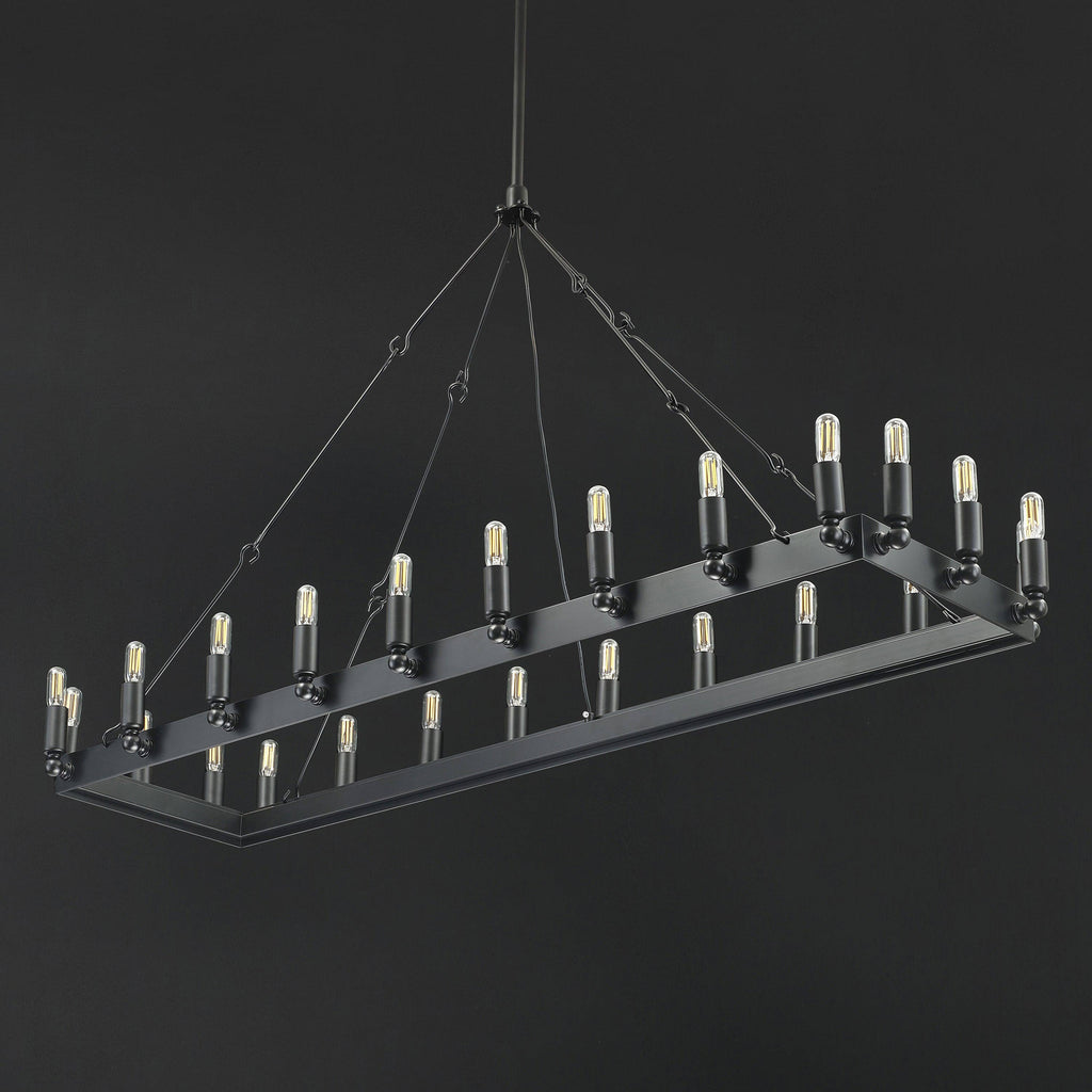 52 Inch Tubular Candle Rectangular Chandelier - Camino