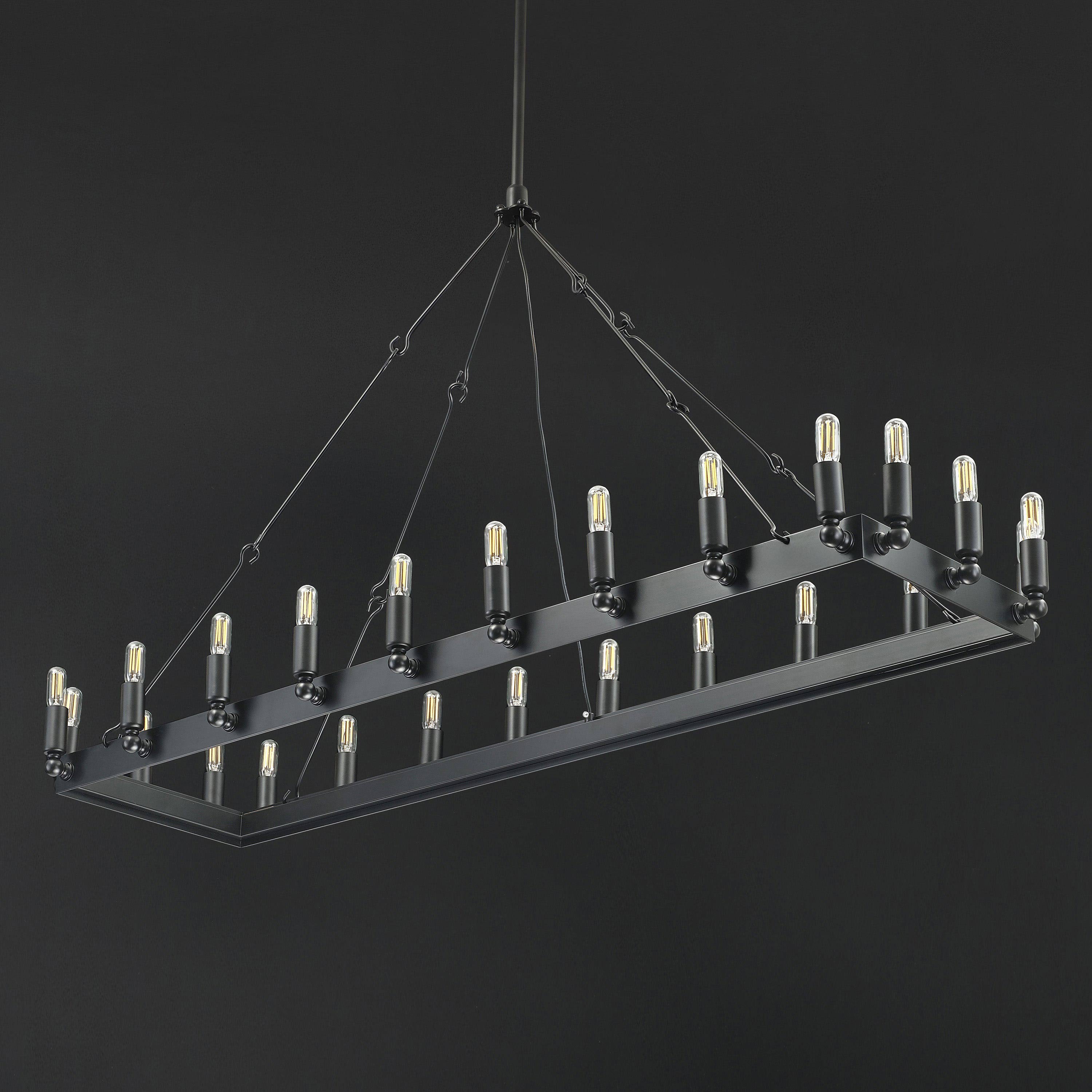 52 Inch Tubular Candle Rectangular Chandelier - Camino