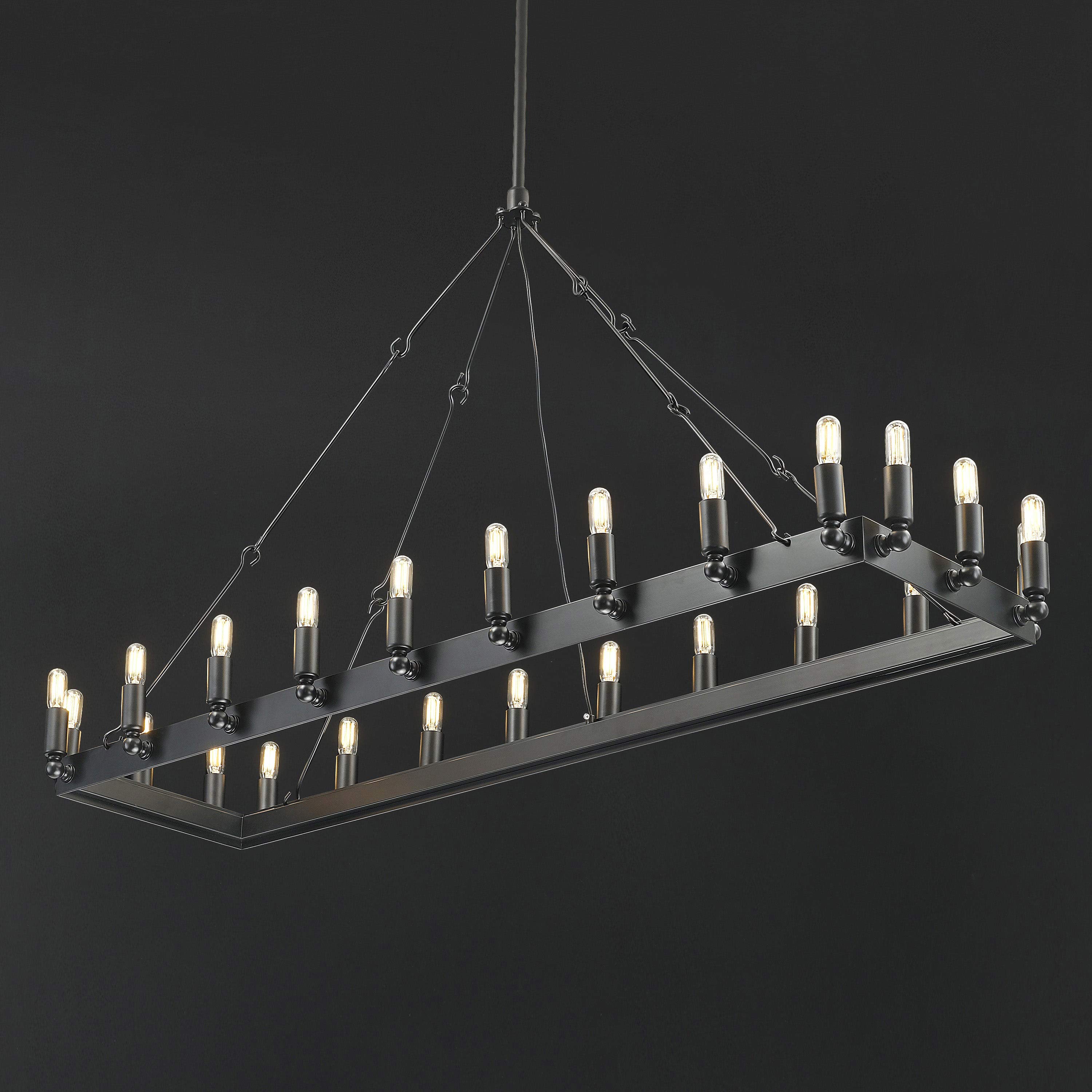 52 Inch Tubular Candle Rectangular Chandelier - Camino