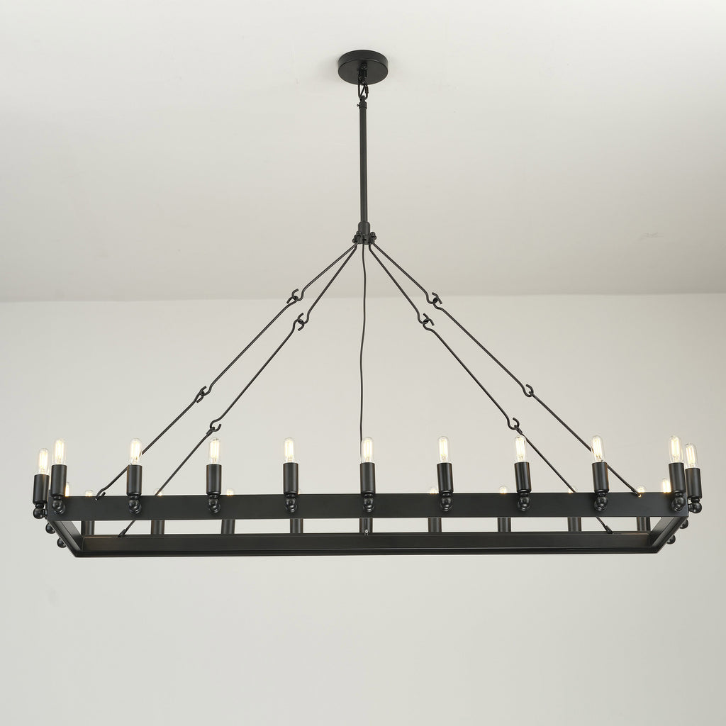 52 Inch Tubular Candle Rectangular Chandelier - Camino