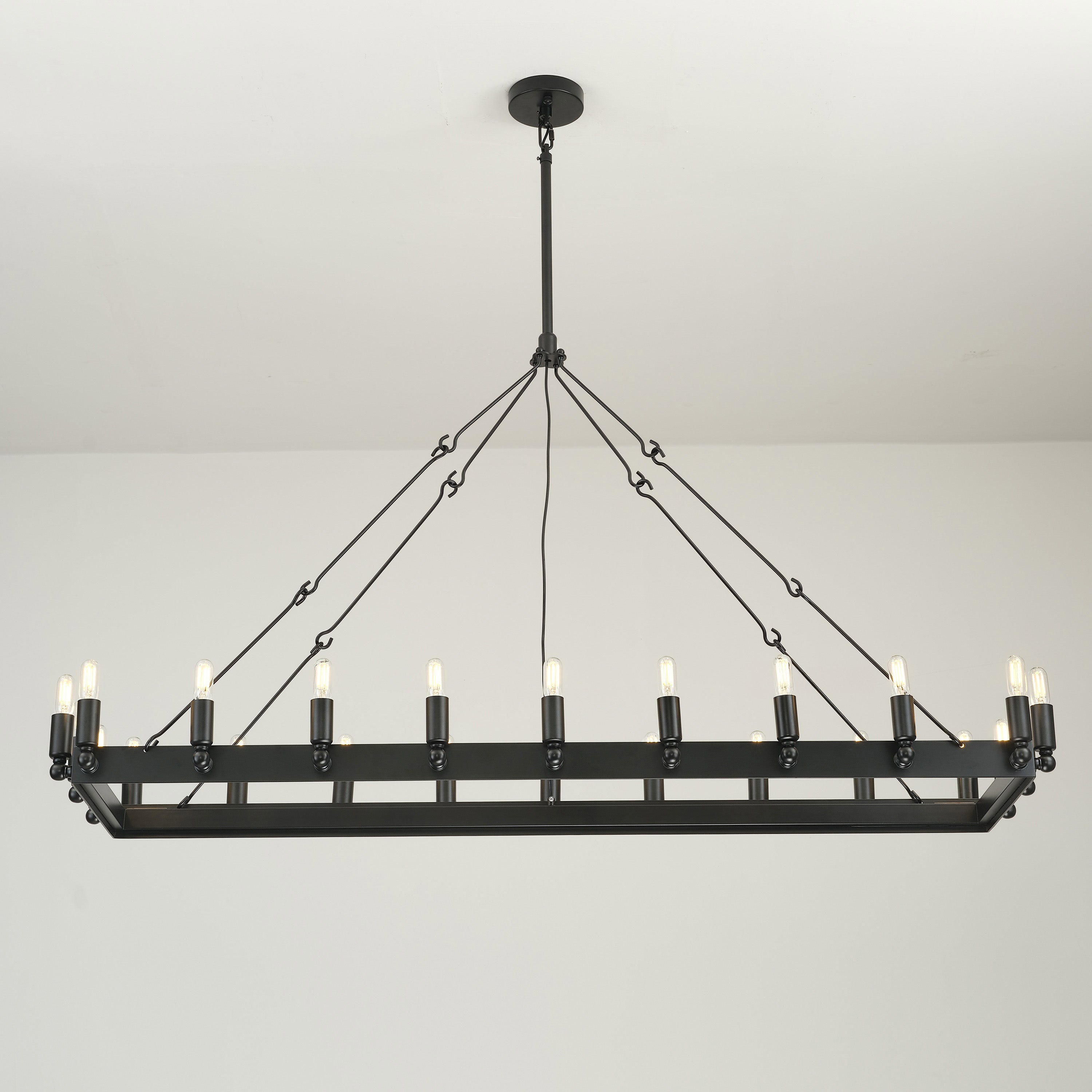 52 Inch Tubular Candle Rectangular Chandelier - Camino