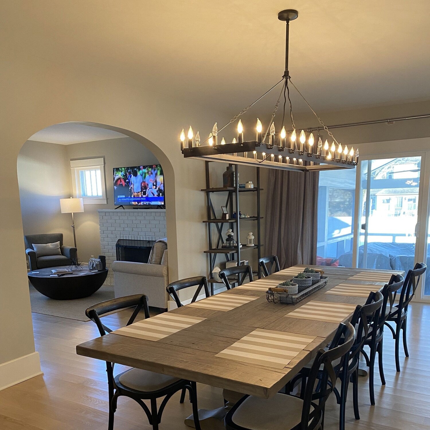 72 Inch Bent Tip Candle Rectangular Chandelier - Camino