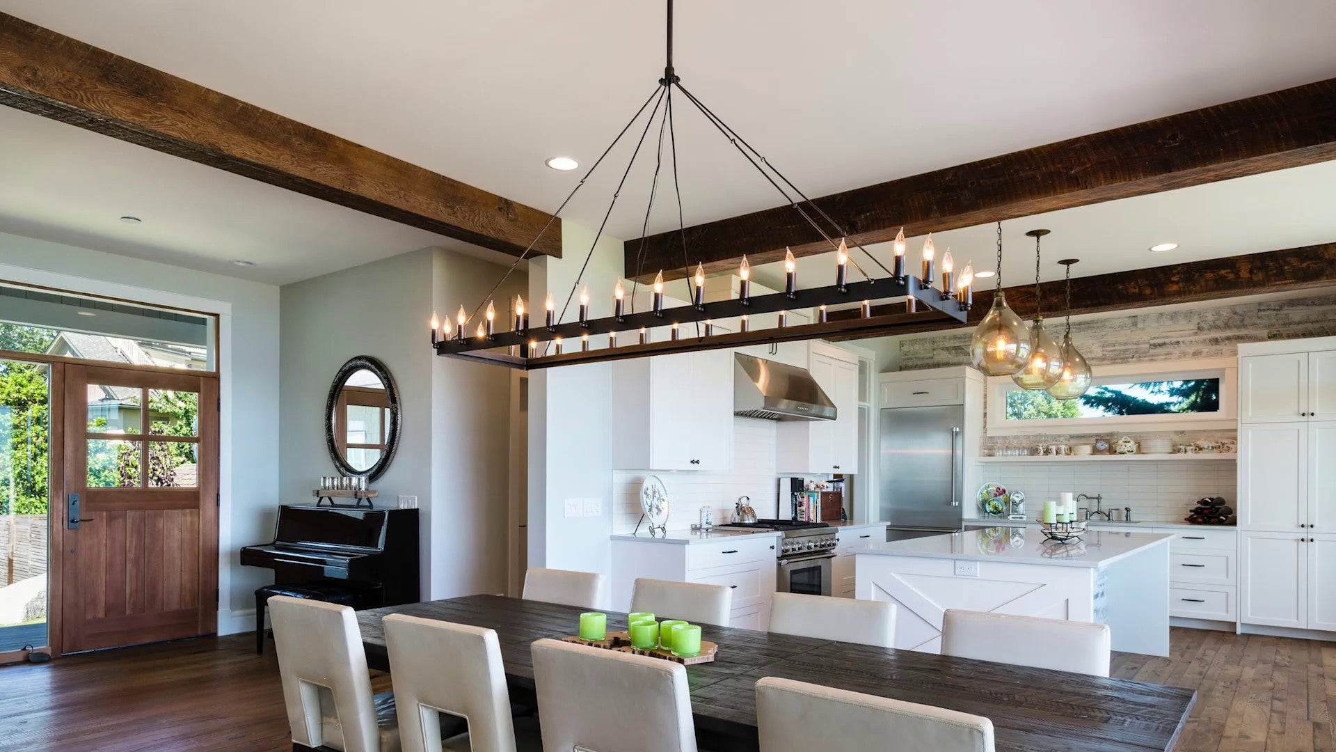 72 Inch Bent Tip Candle Rectangular Chandelier - Camino