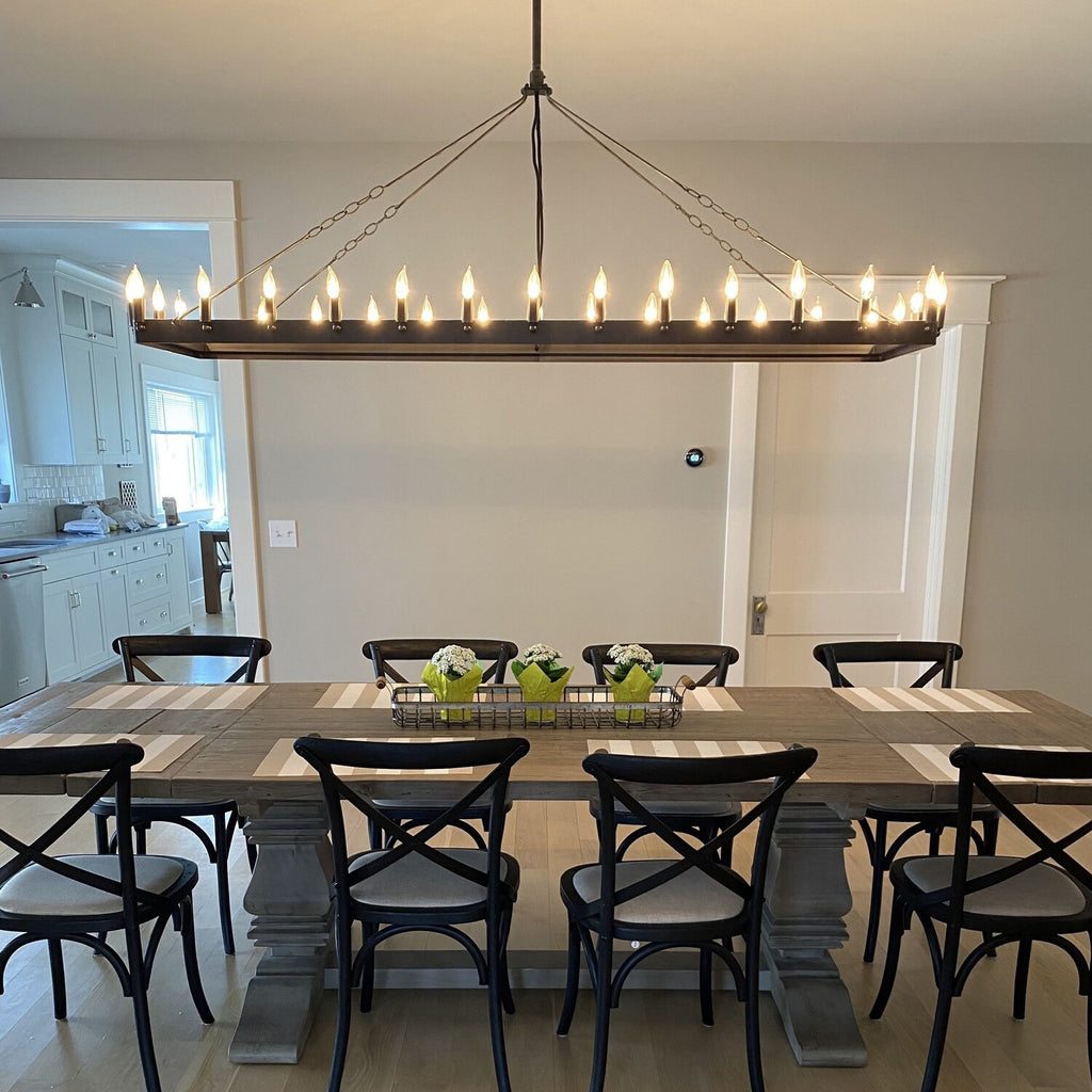 72 Inch Bent Tip Candle Rectangular Chandelier - Camino