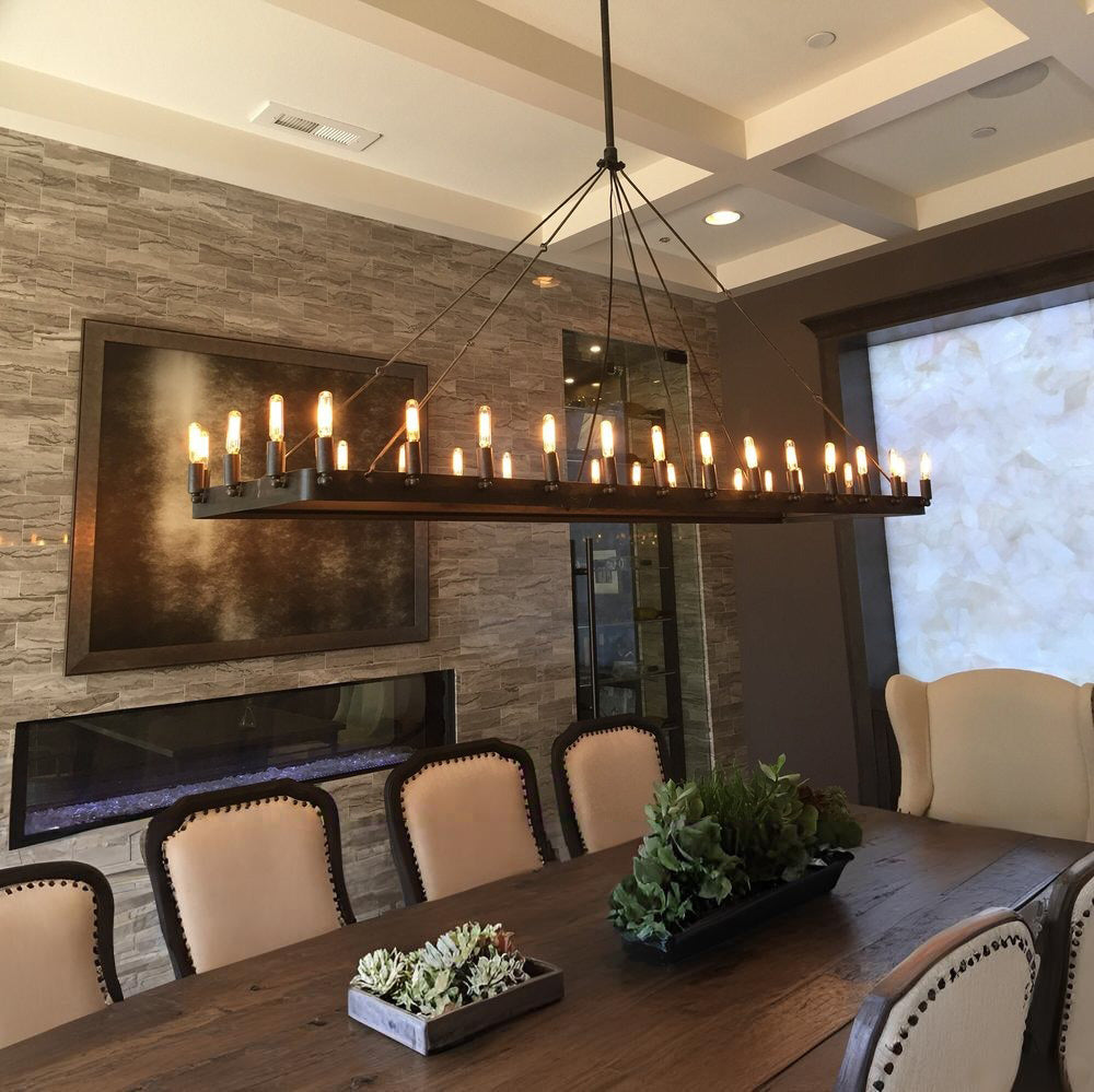 72 Inch Bent Tip Candle Rectangular Chandelier - Camino