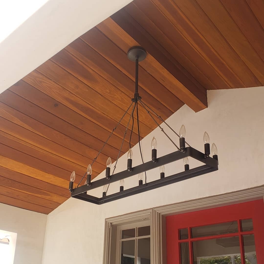 41 Inch Bent Tip Candle Rectangular Chandelier - Camino