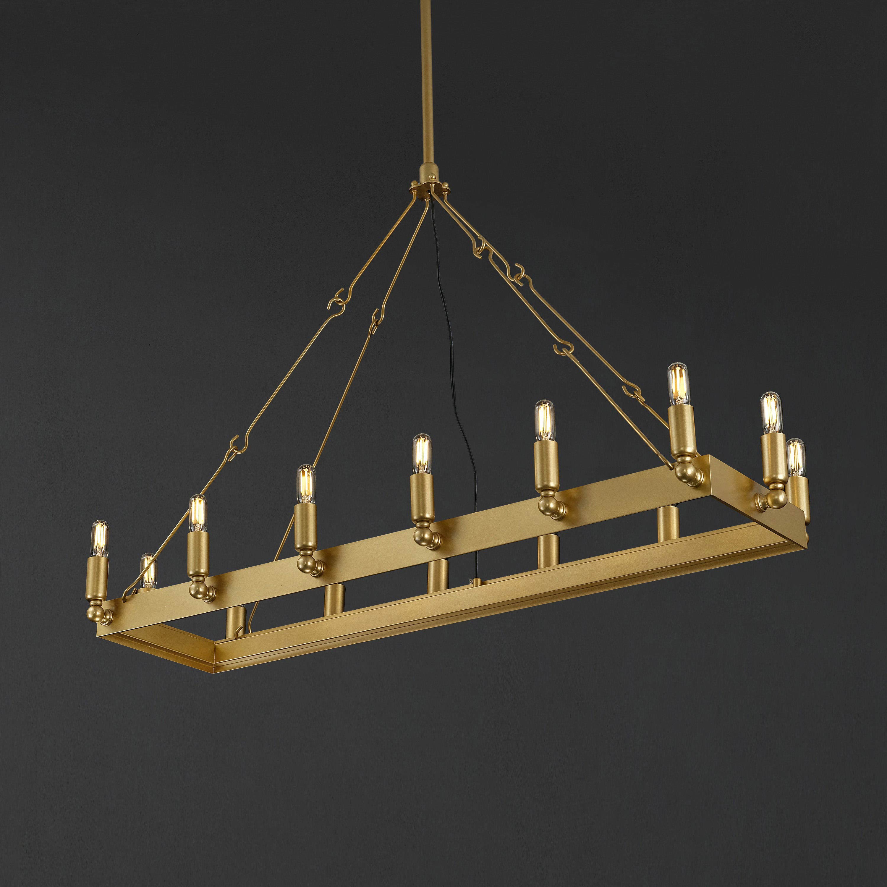41 Inch Tubular Candle Rectangular Chandelier - Camino