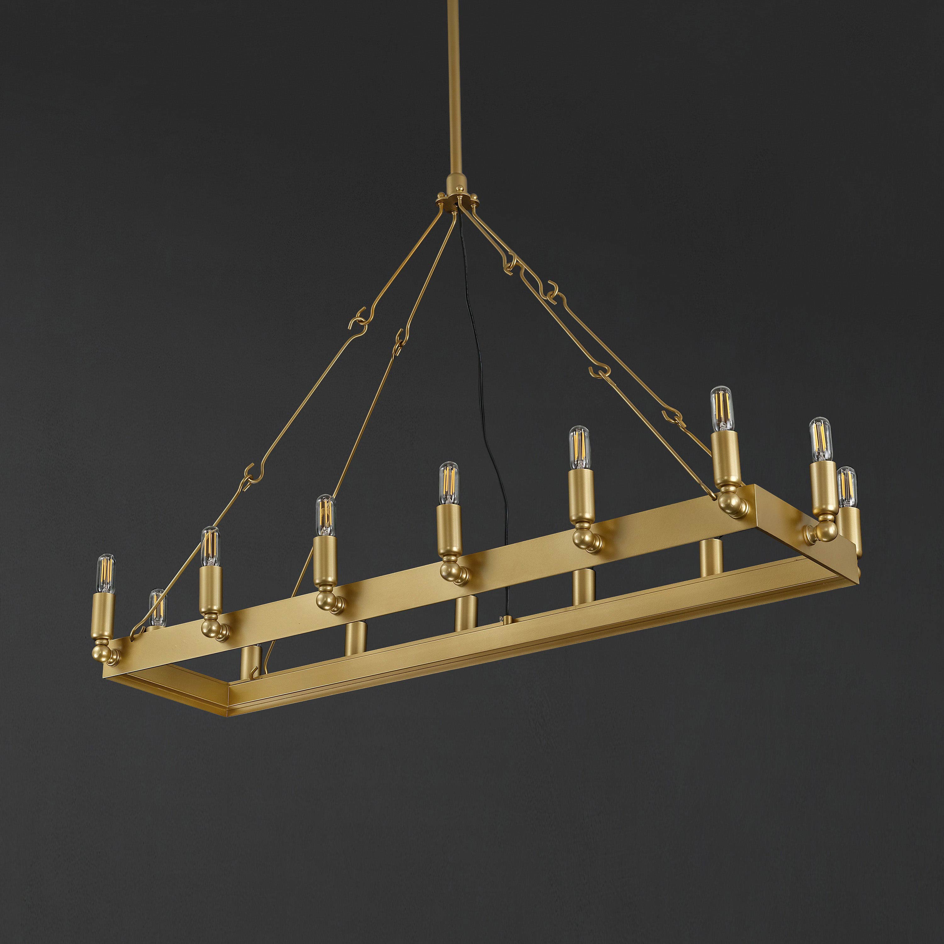 41 Inch Tubular Candle Rectangular Chandelier - Camino