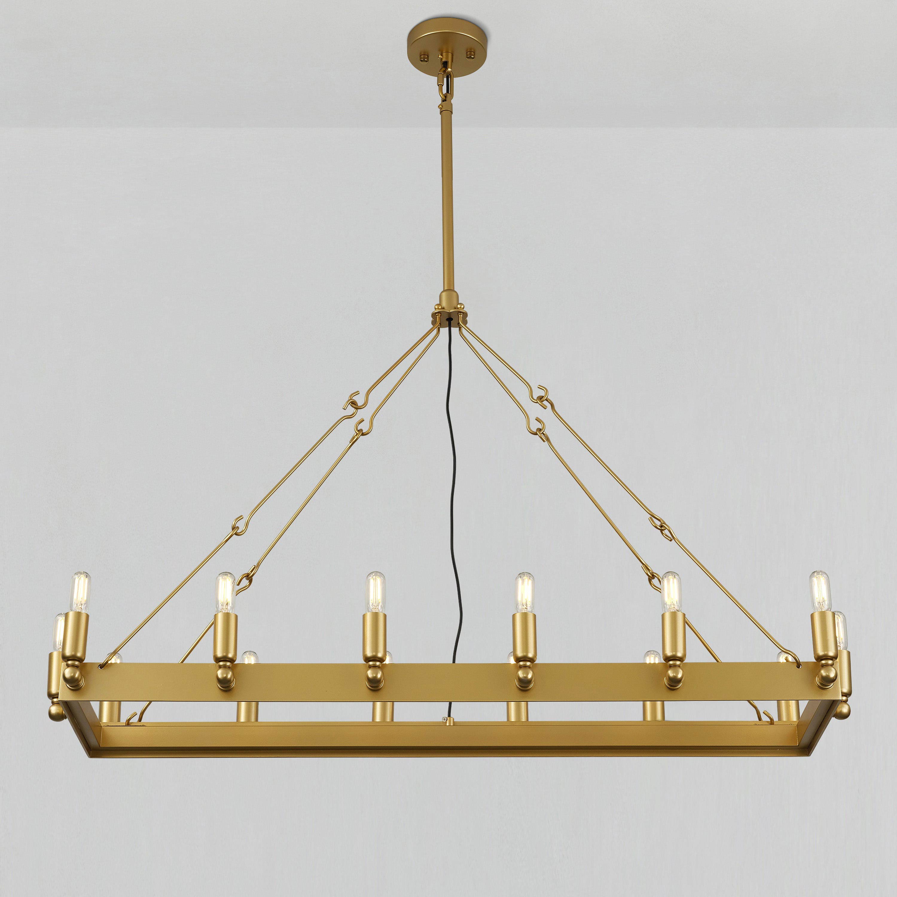 41 Inch Tubular Candle Rectangular Chandelier - Camino