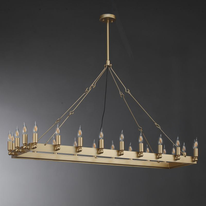 52 Inch Bent Tip Candle Rectangular Chandelier - Camino