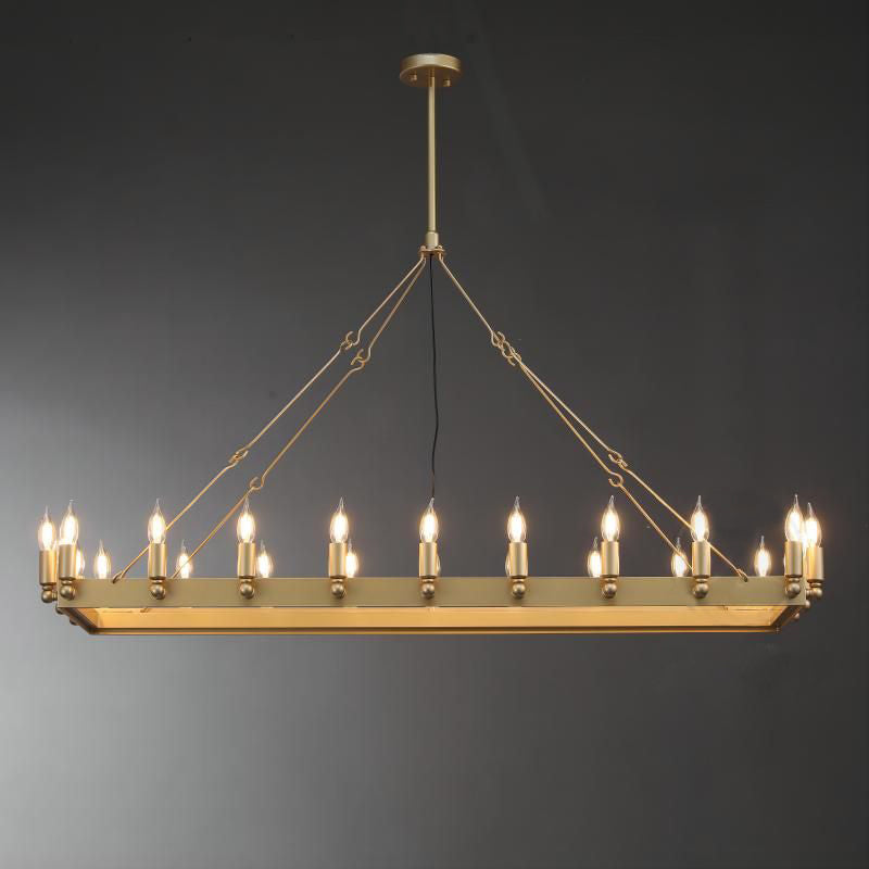 52 Inch Bent Tip Candle Rectangular Chandelier - Camino