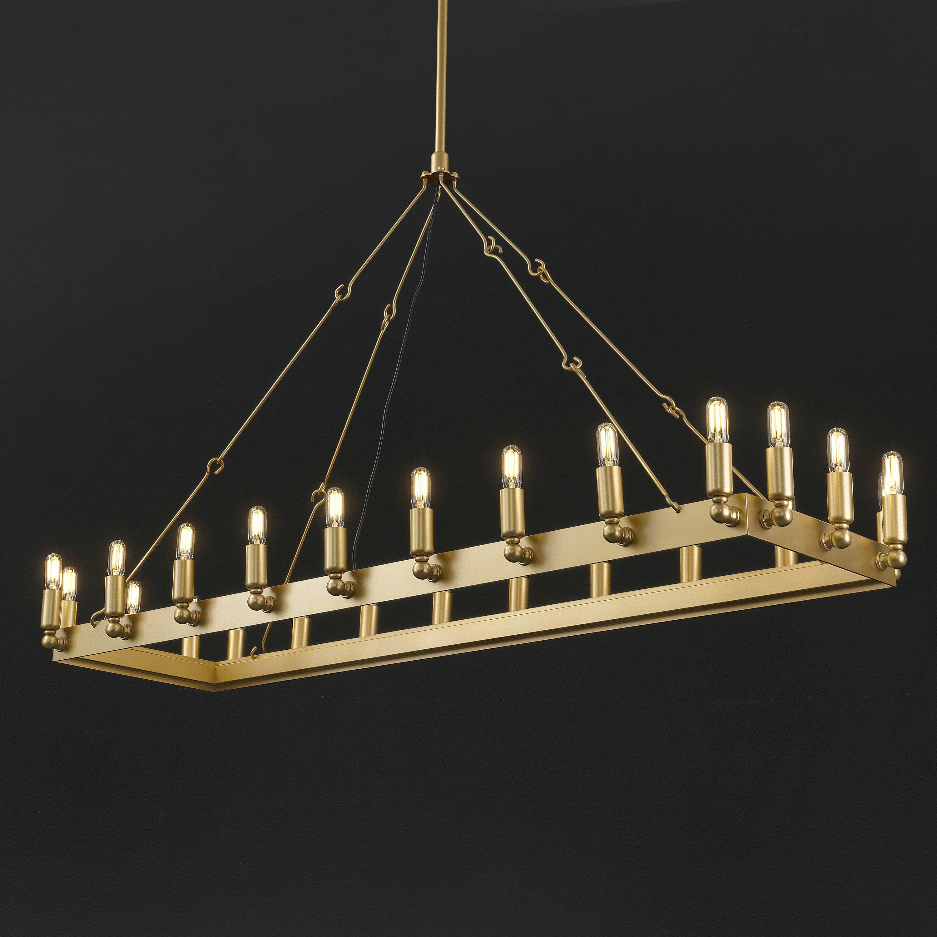 52 Inch Tubular Candle Rectangular Chandelier - Camino