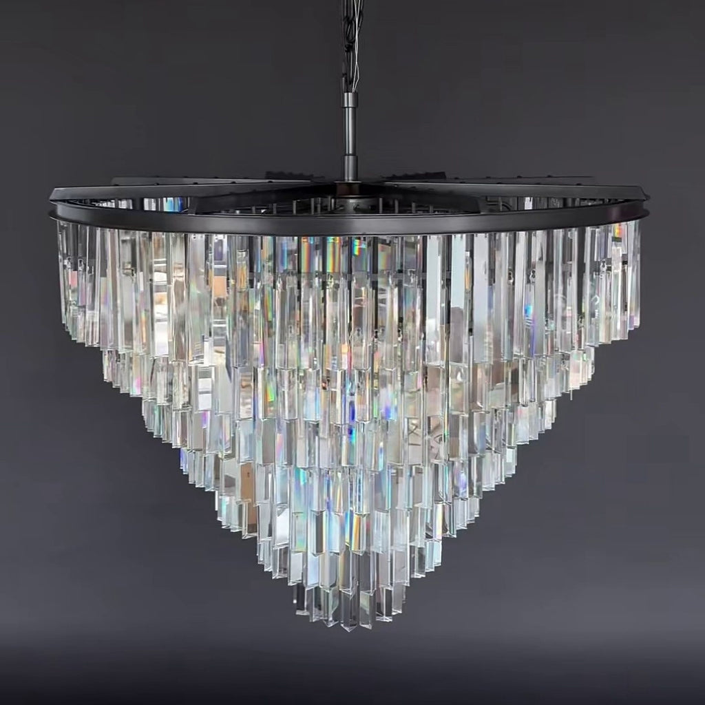43 Inch Crystal Prism Tiered Chandelier - Odeon