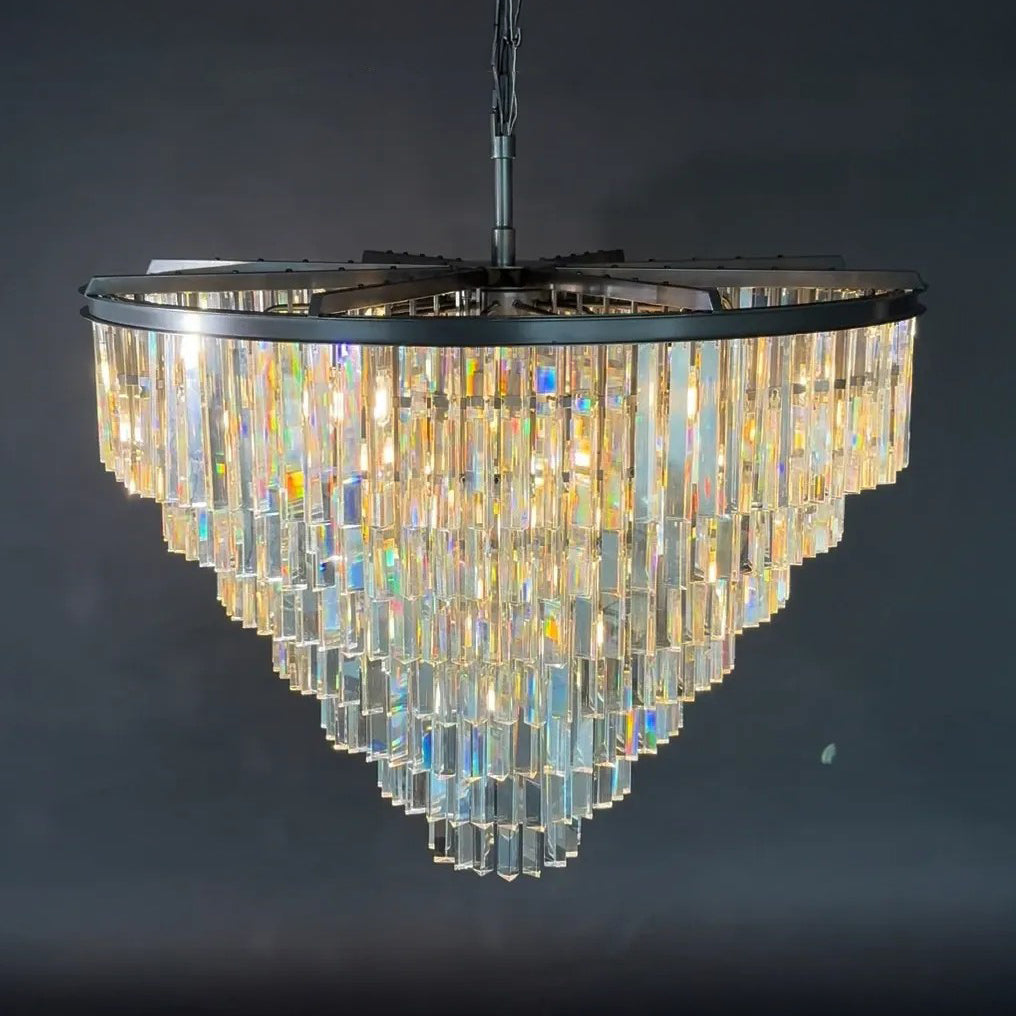 43 Inch Crystal Prism Tiered Chandelier - Odeon