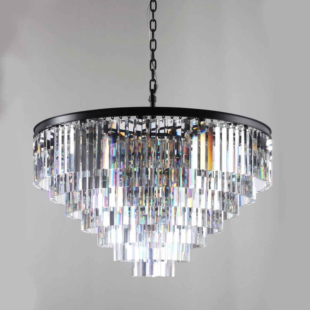 43 Inch Crystal Prism Tiered Chandelier - Odeon