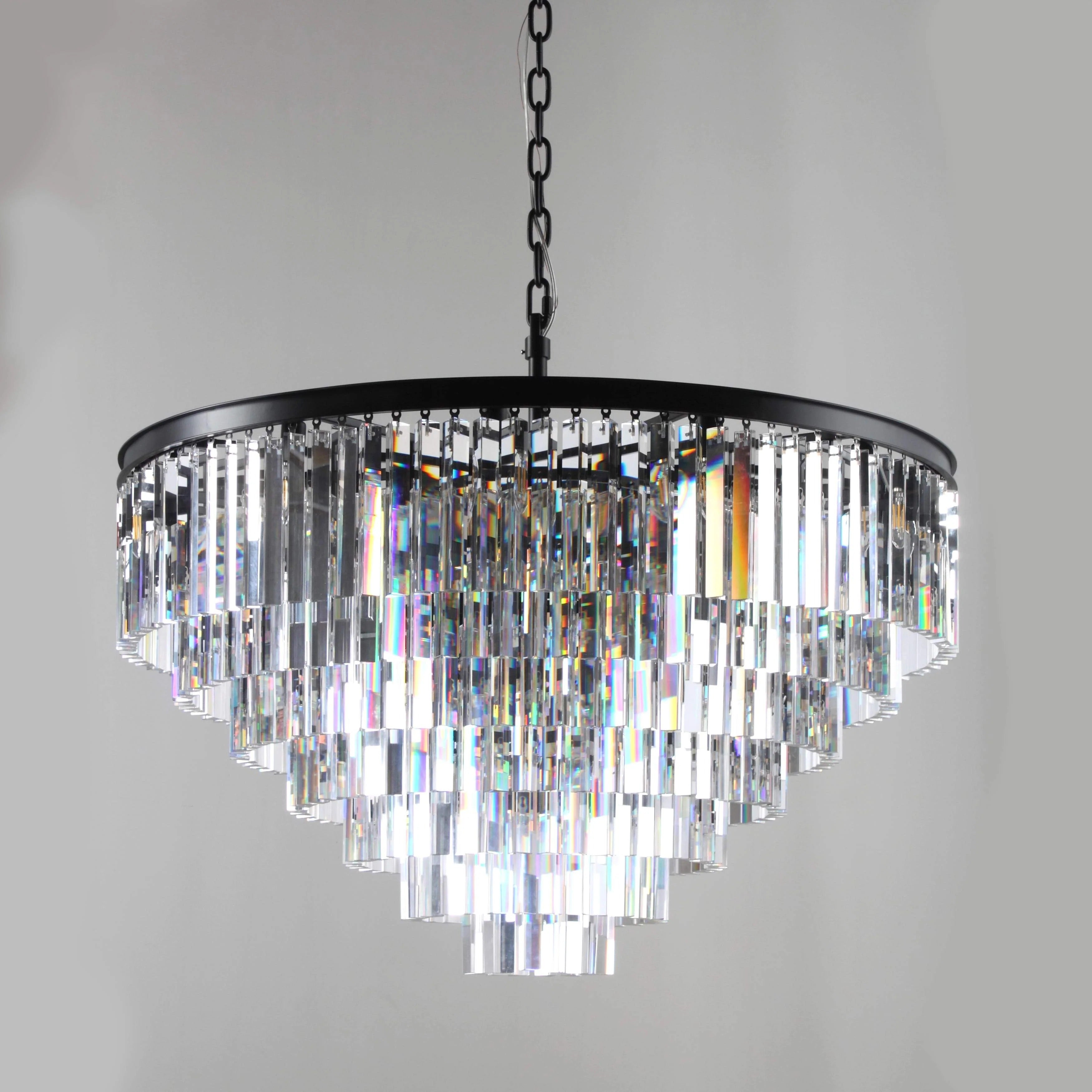 43 Inch Cristal Prism Tiered Chandelier - Odeon