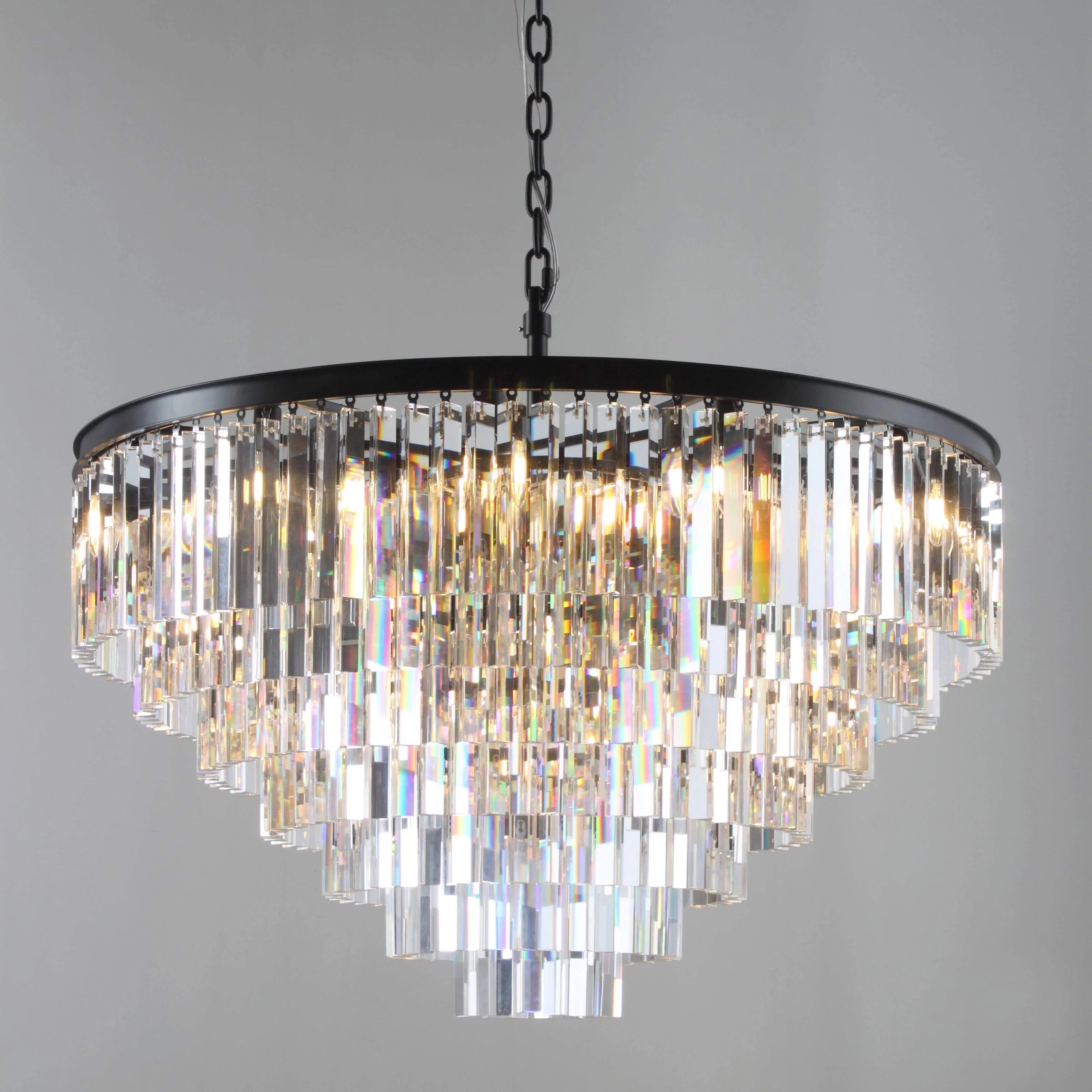 43 Inch Cristal Prism Tiered Chandelier - Odeon