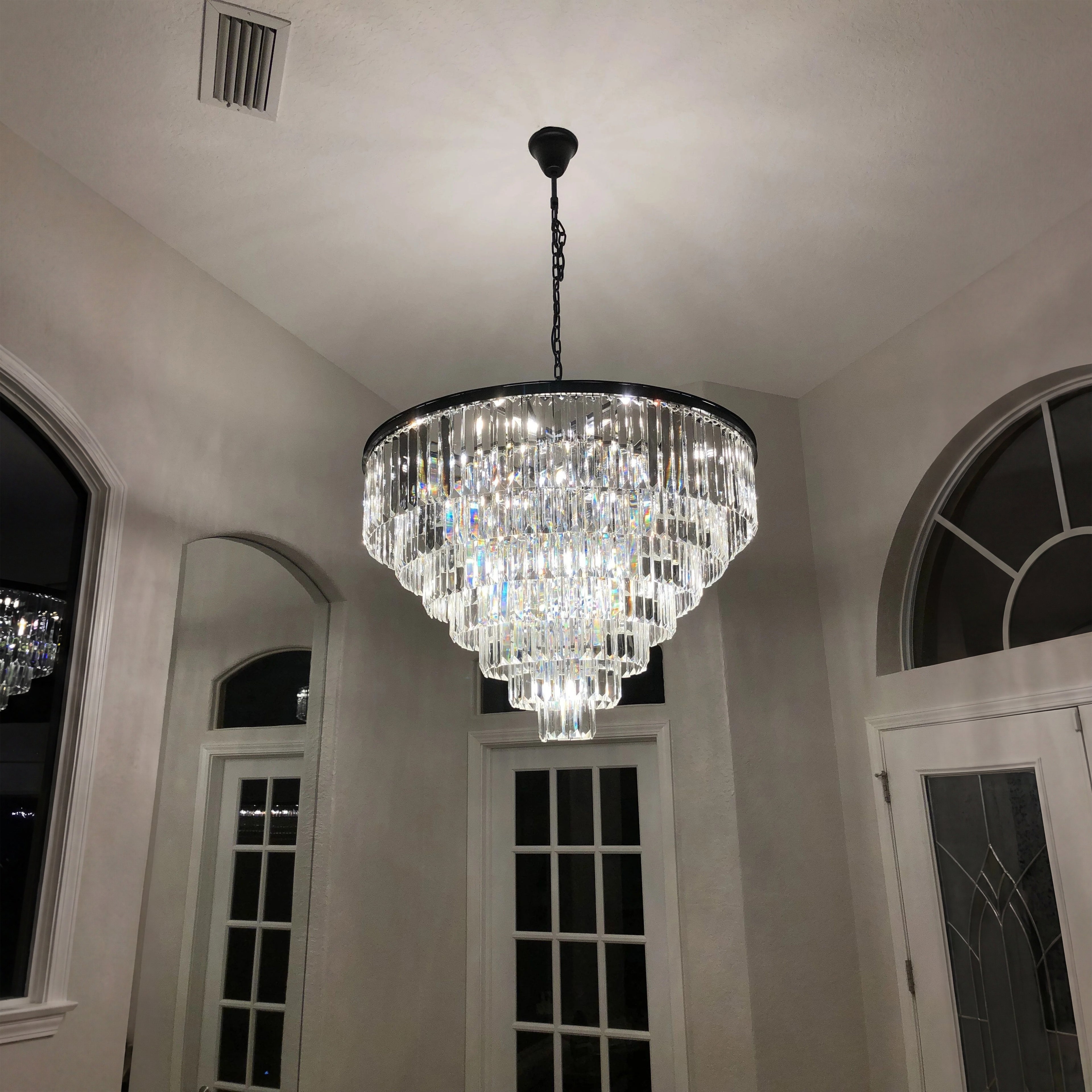 43 Inch Crystal Prism Tiered Chandelier - Odeon