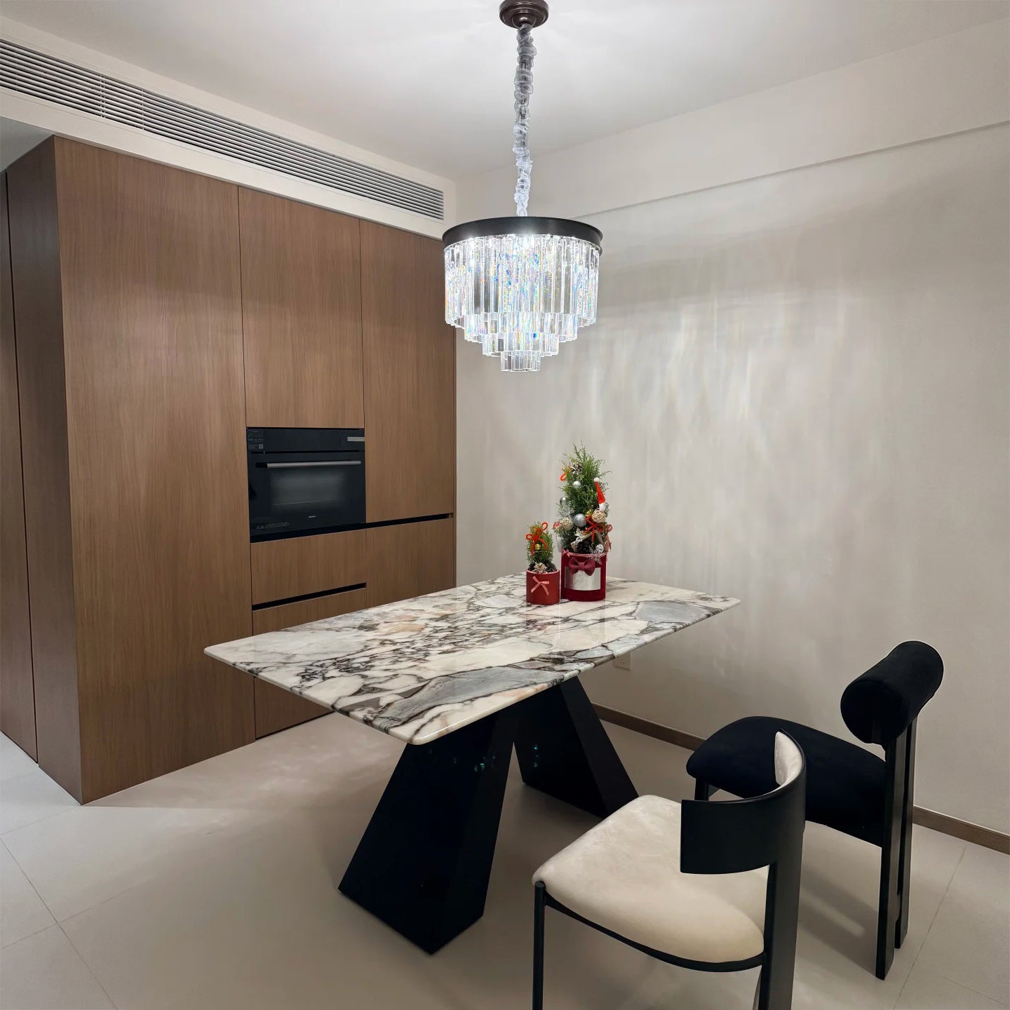 Lustre à niveaux en cristal de 20 pouces - Odéon