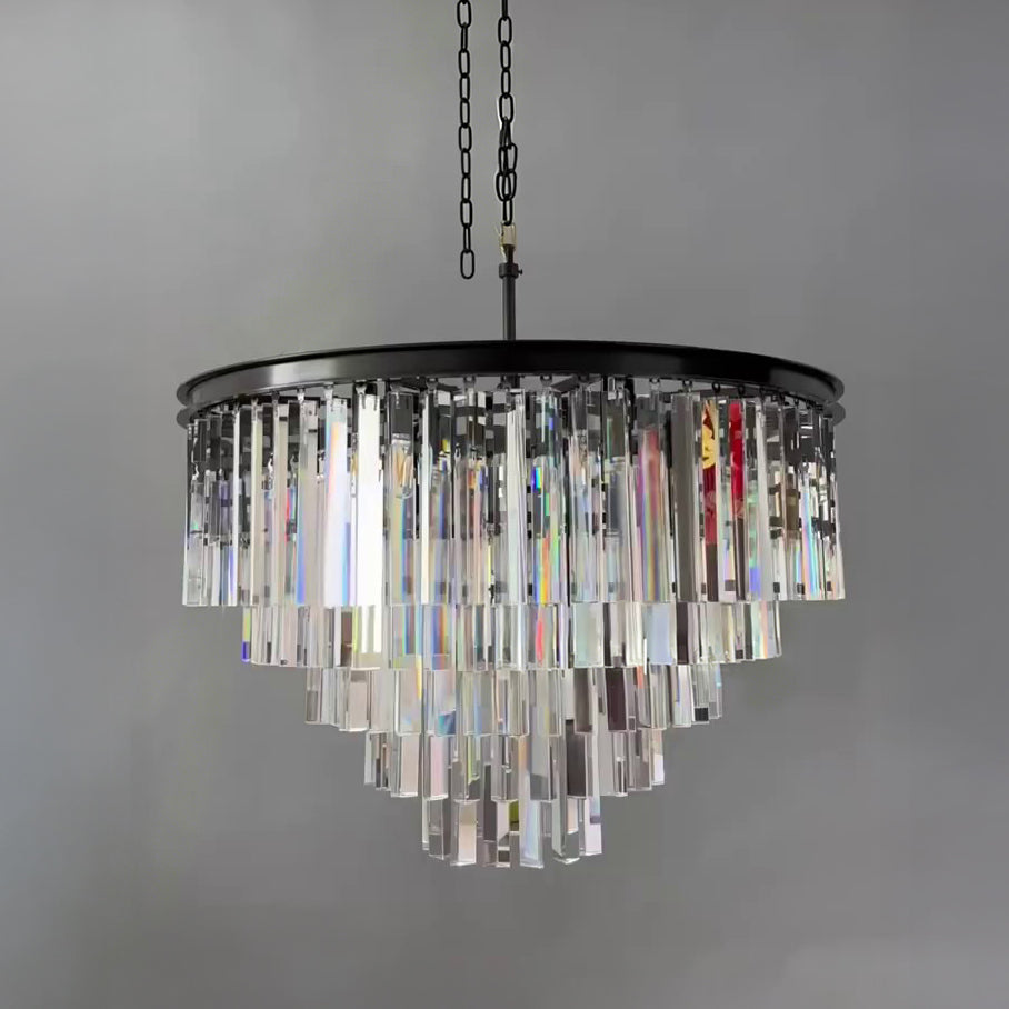 32 Inch Crystal Prism Tiered Chandelier - Odeon
