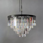 32 Inch Crystal Prism Tiered Chandelier - Odeon